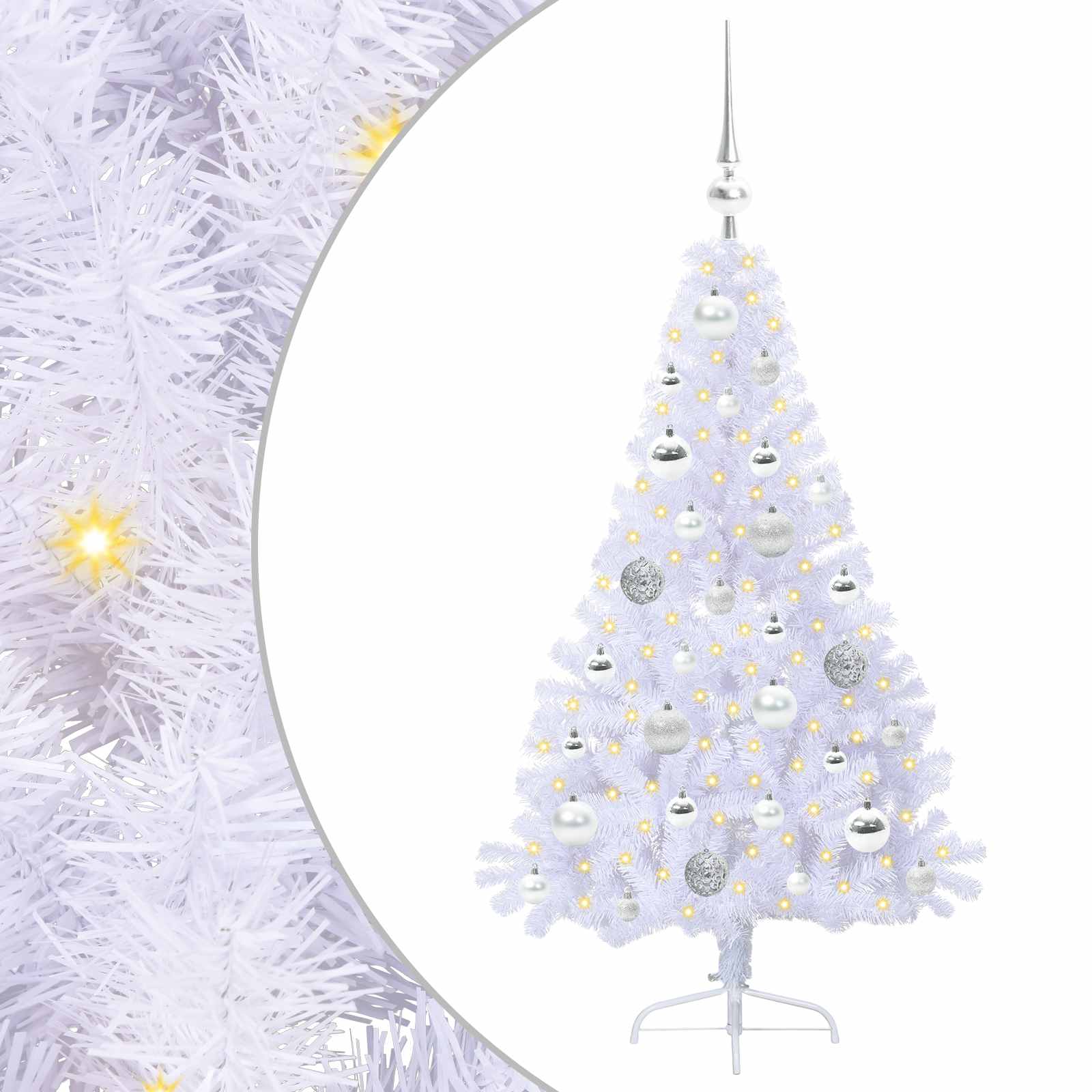 Sapin de Noël artificiel avec 150 LED Blanc 120 cm PVC et Acier - XIOS