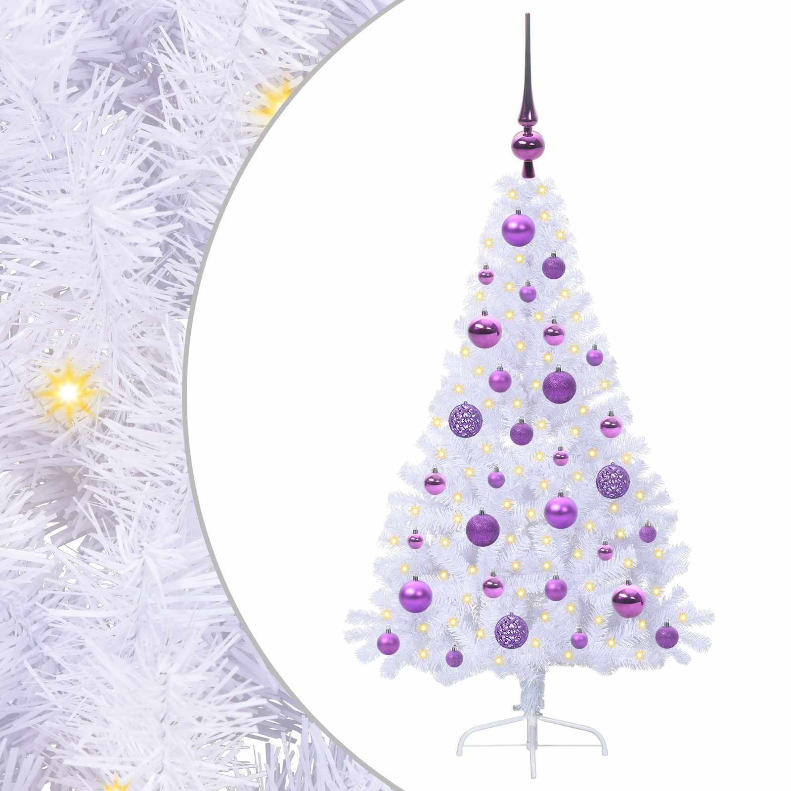 Sapin de Noël artificiel avec 150 LED Blanc 120 cm PVC et Acier - XIOS