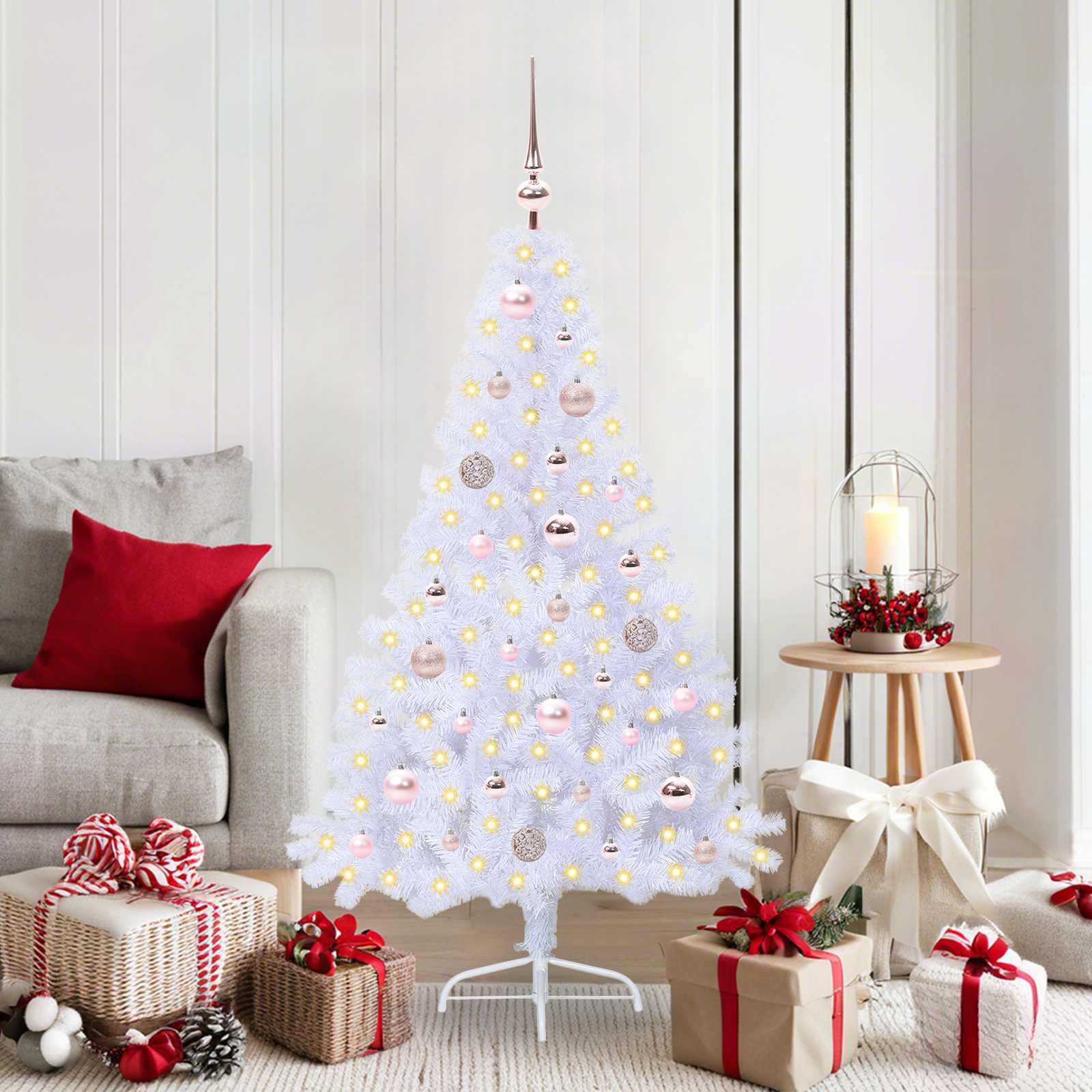 Sapin de Noël artificiel avec 150 LED Blanc 150 cm PVC et Acier - XIOS