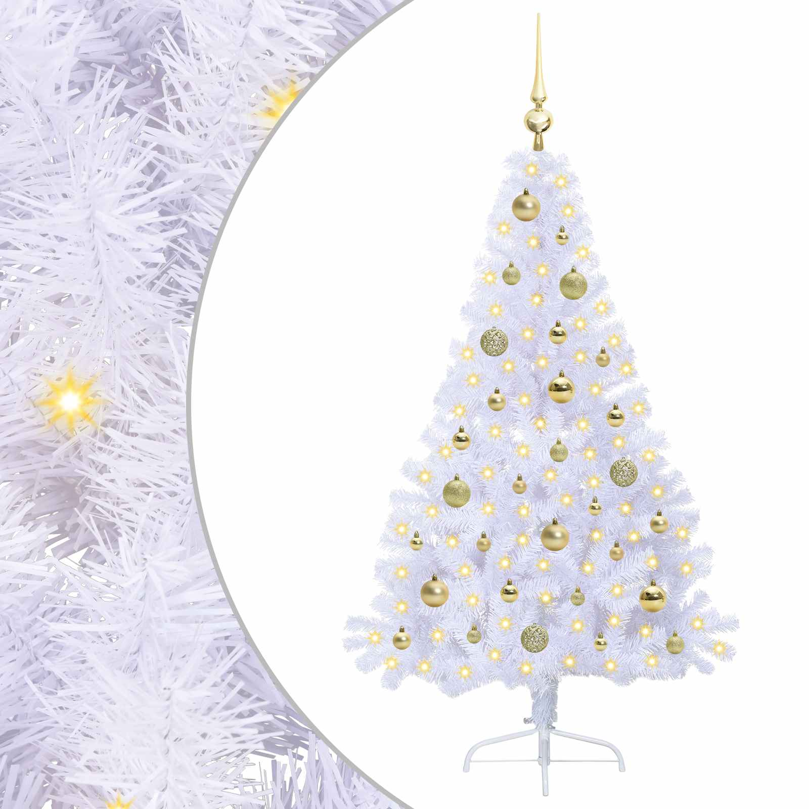 Sapin de Noël artificiel avec 150 LED Blanc 150 cm PVC et Acier - XIOS
