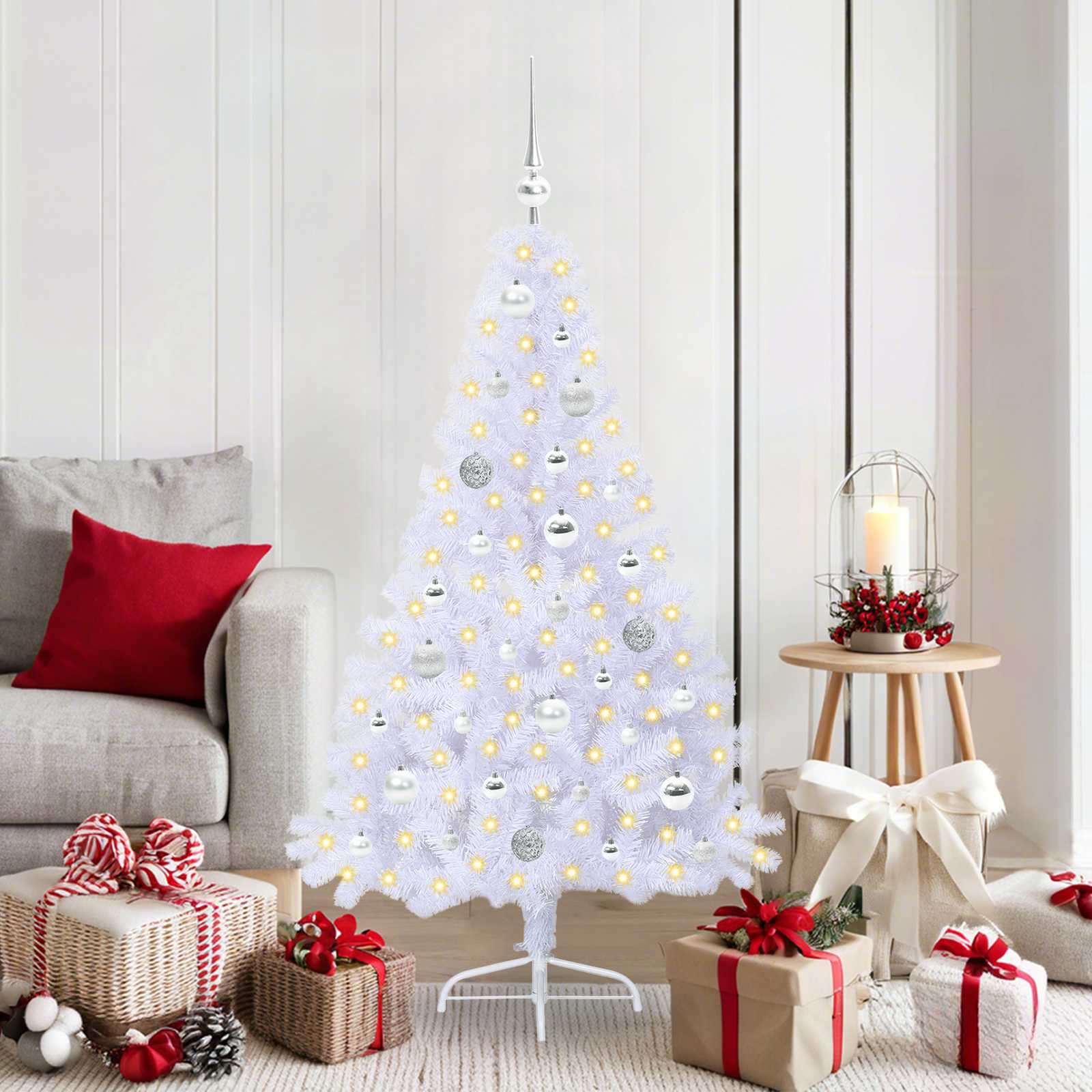 Sapin de Noël artificiel avec 150 LED Blanc 150 cm PVC et Acier - XIOS