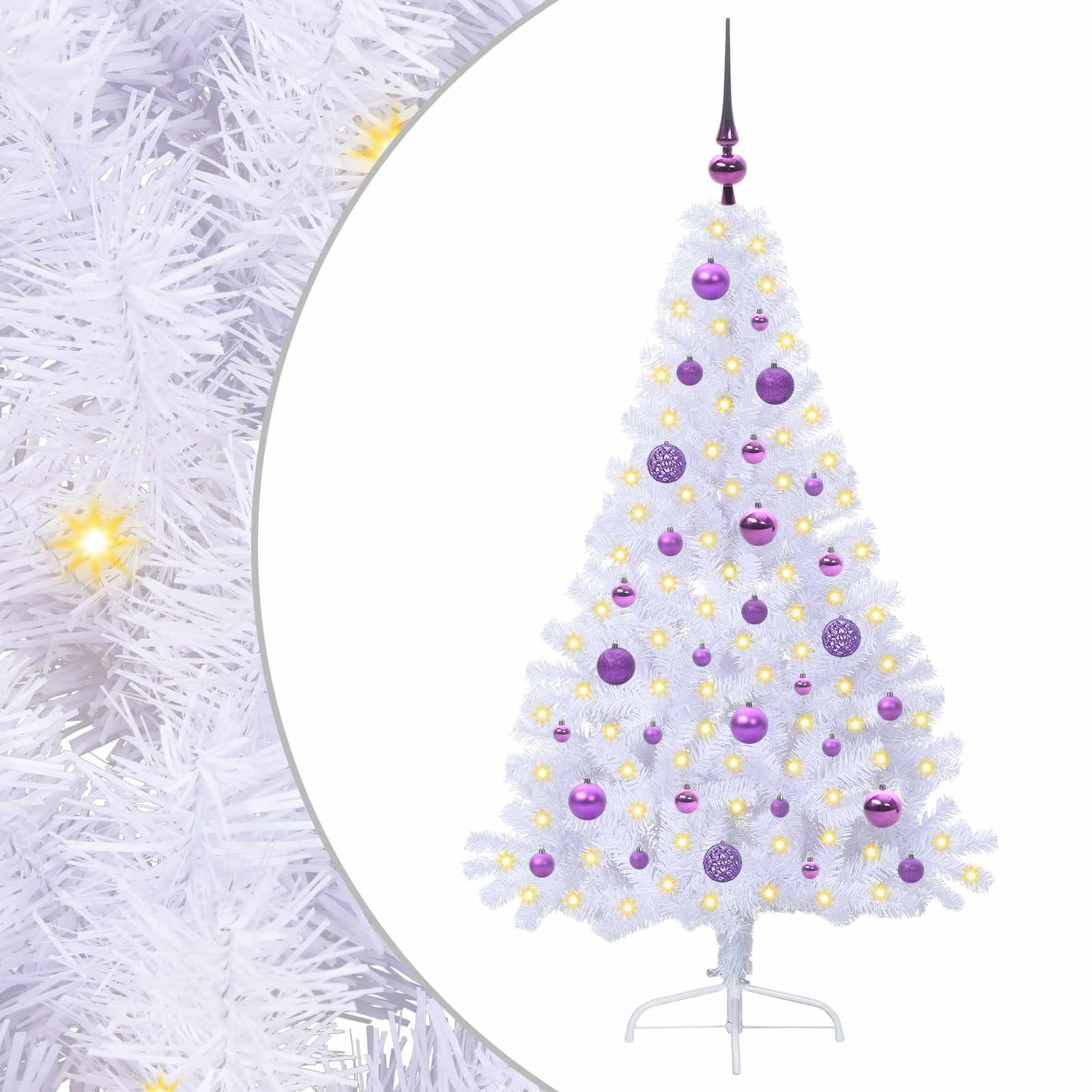 Sapin de Noël artificiel avec 150 LED Blanc 150 cm PVC et Acier - XIOS