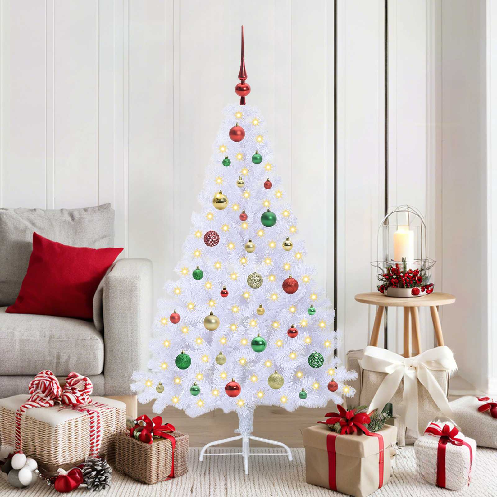 Sapin de Noël artificiel avec 150 LED Blanc 150 cm PVC et Acier - XIOS