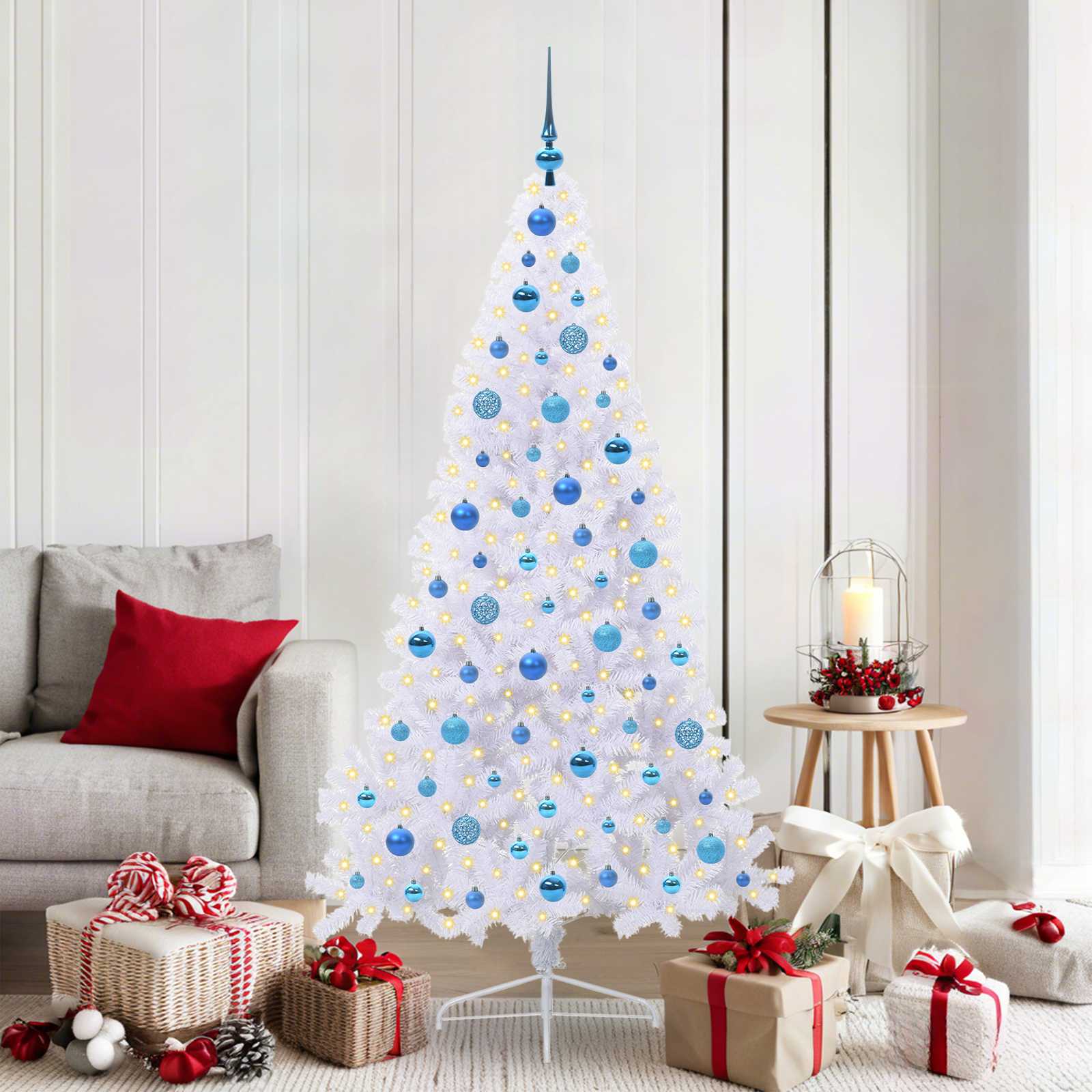 Sapin de Noël artificiel avec 300 LED Blanc 180 cm PVC et Acier - XIOS