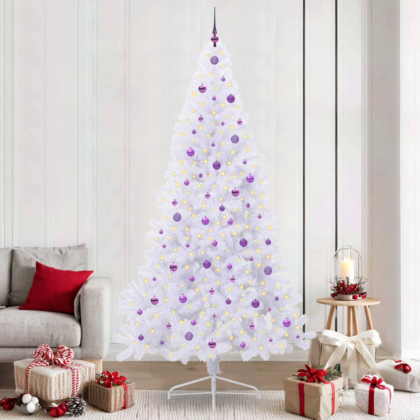 Sapin de Noël artificiel avec 300 LED Blanc 240 cm PVC et Acier - XIOS