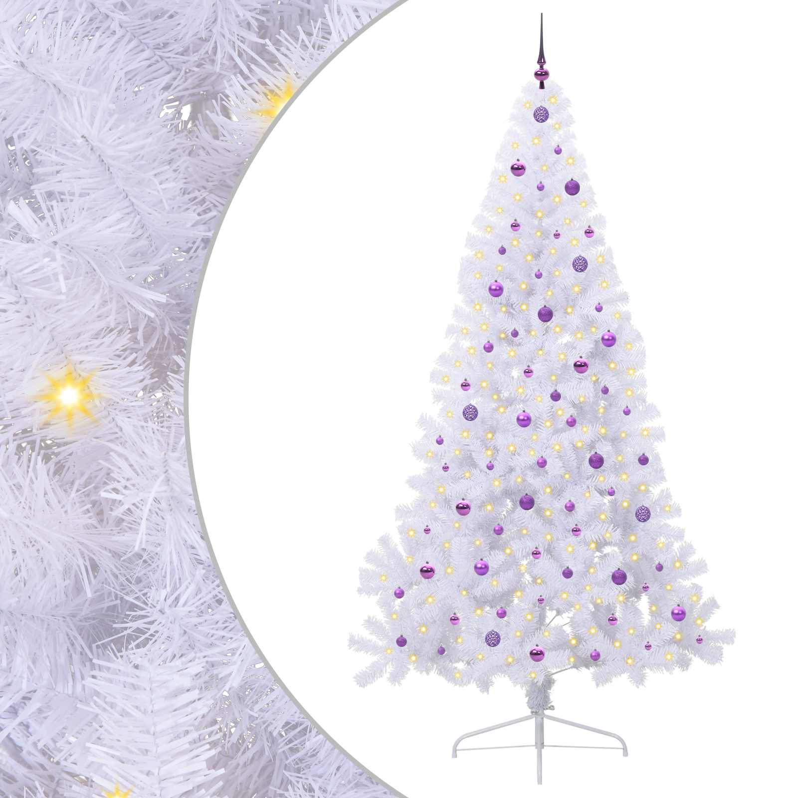 Sapin de Noël artificiel avec 300 LED Blanc 240 cm PVC et Acier - XIOS