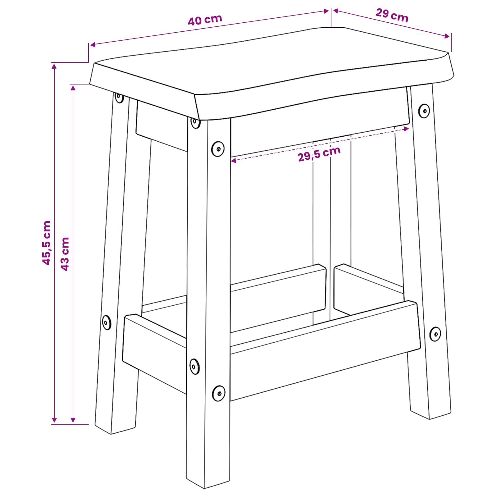 Tabouret de bar EKAI 2 pcs Noir 40 x 29 x 45,5 cm - XIOS