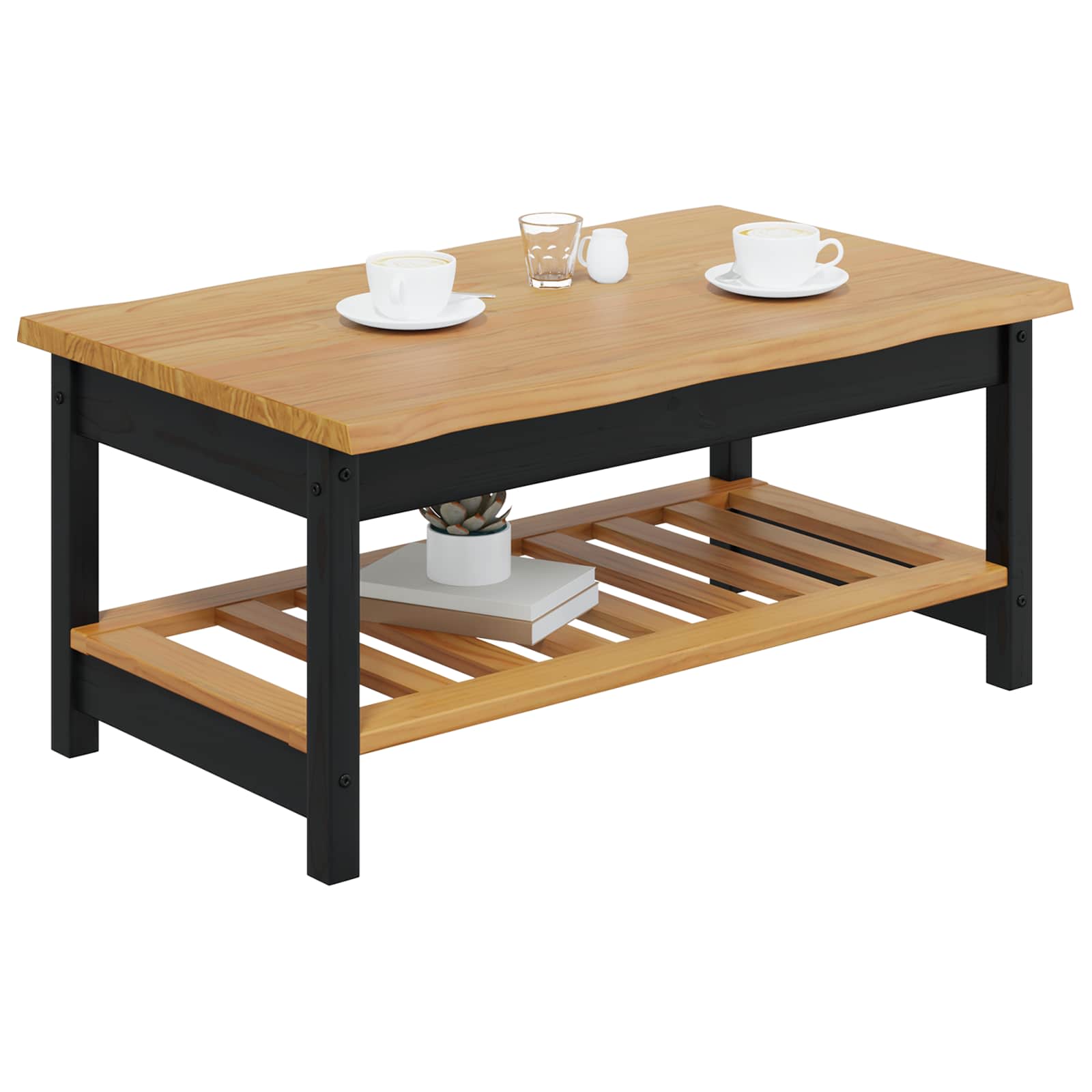 Table basse EKAI Noir 100 x 60 x 45,5 cm Bois de pin massif
