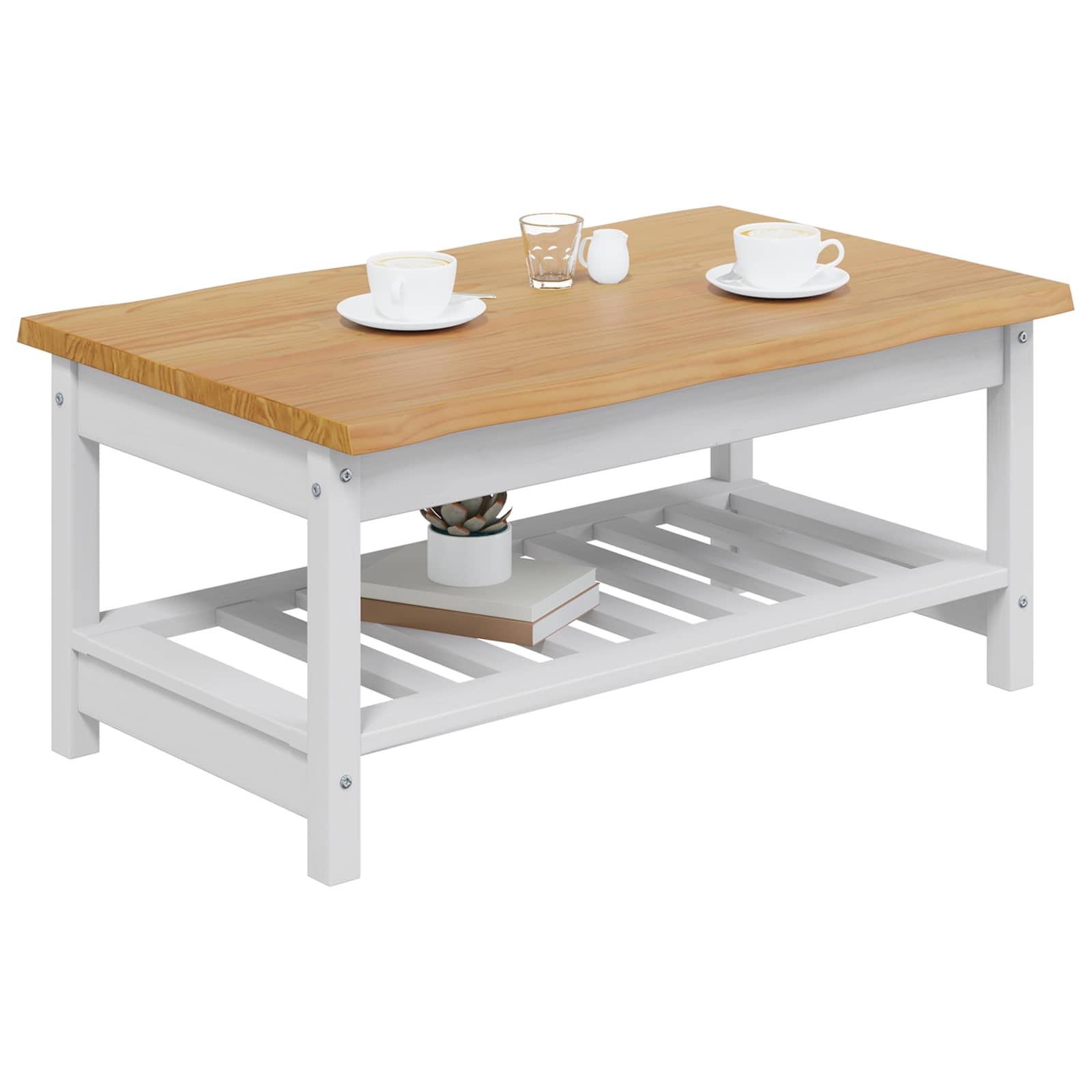 Table basse EKAI Blanc 100 x 60 x 45,5 cm Bois de pin massif
