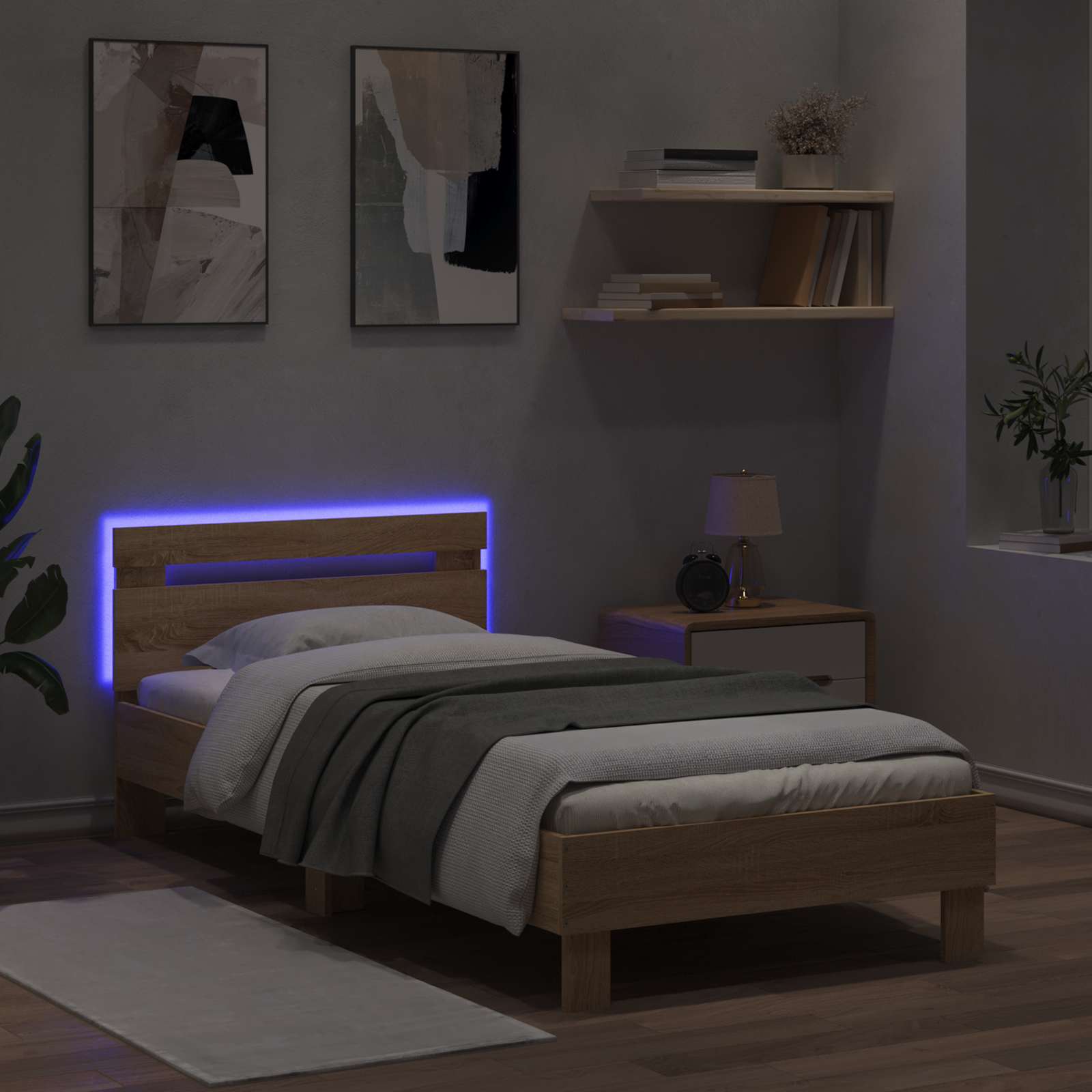 Cadre de lit avec LED Chêne Sonoma 80 x 200 cm - XIOS