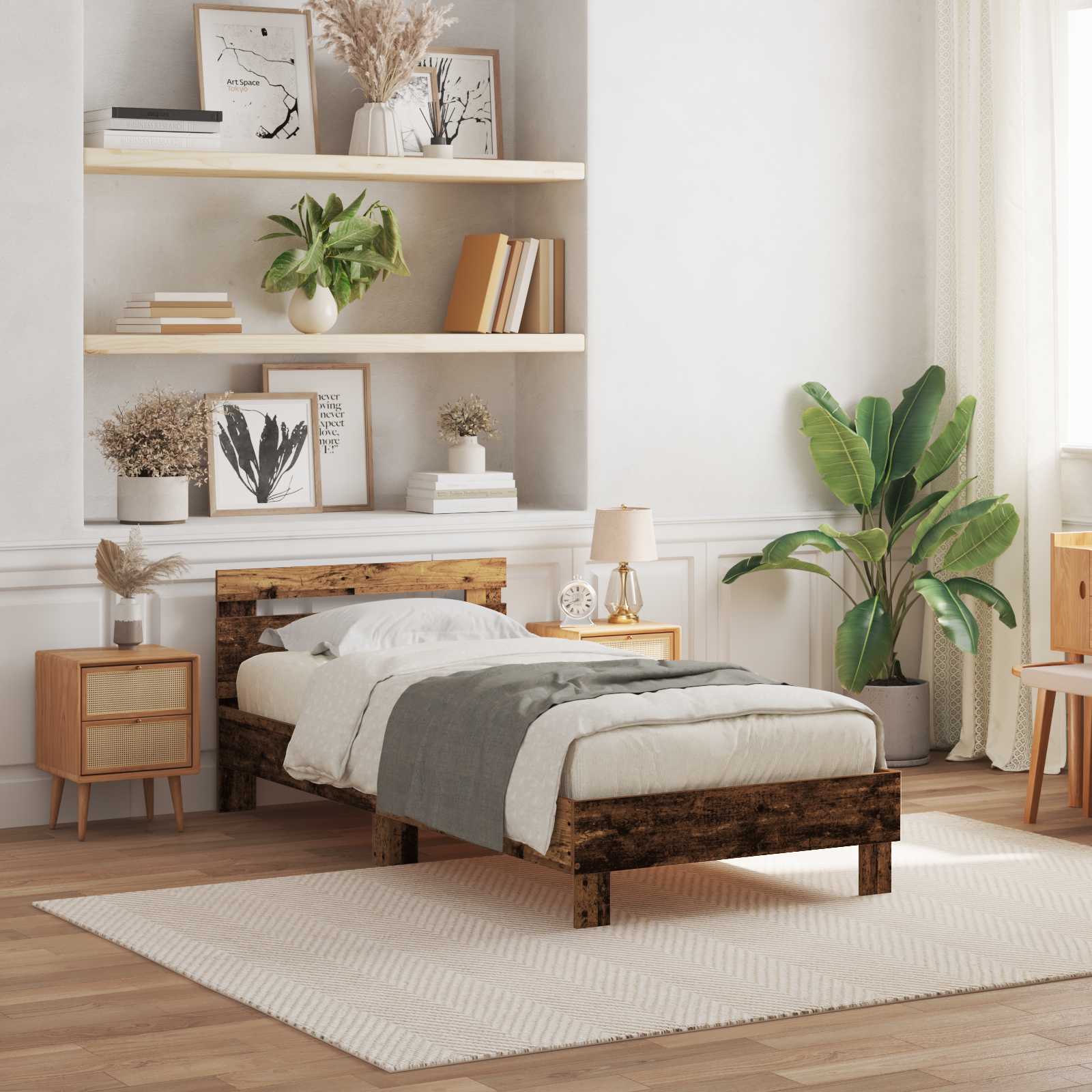 Cadre de lit avec LED Bois ancien 80 x 200 cm Bois d'ingénierie - XIOS