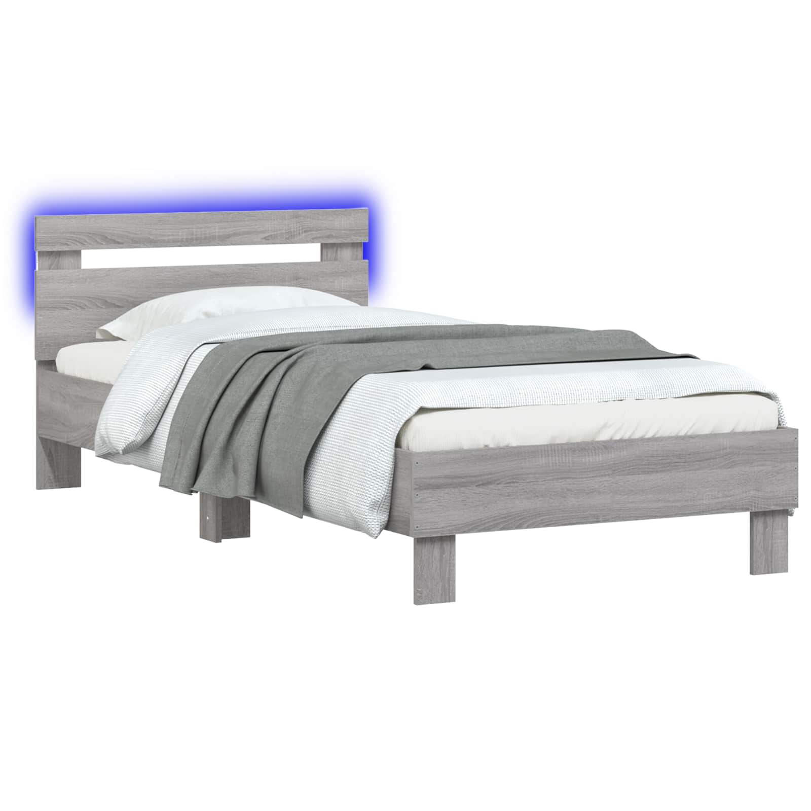 Cadre de lit avec LED Sonoma gris 80 x 200 cm Bois d'ingénierie - XIOS