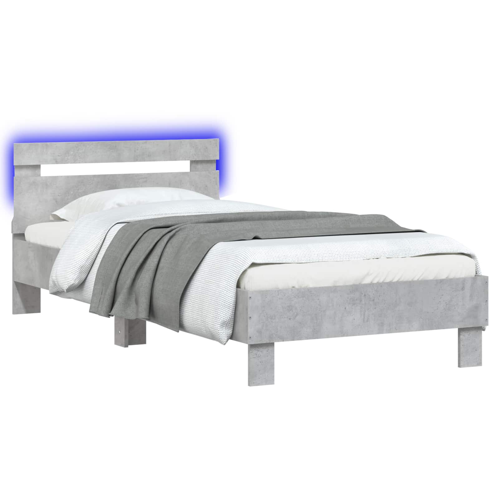 Cadre de lit avec LED Gris béton 80 x 200 cm Bois d'ingénierie - XIOS