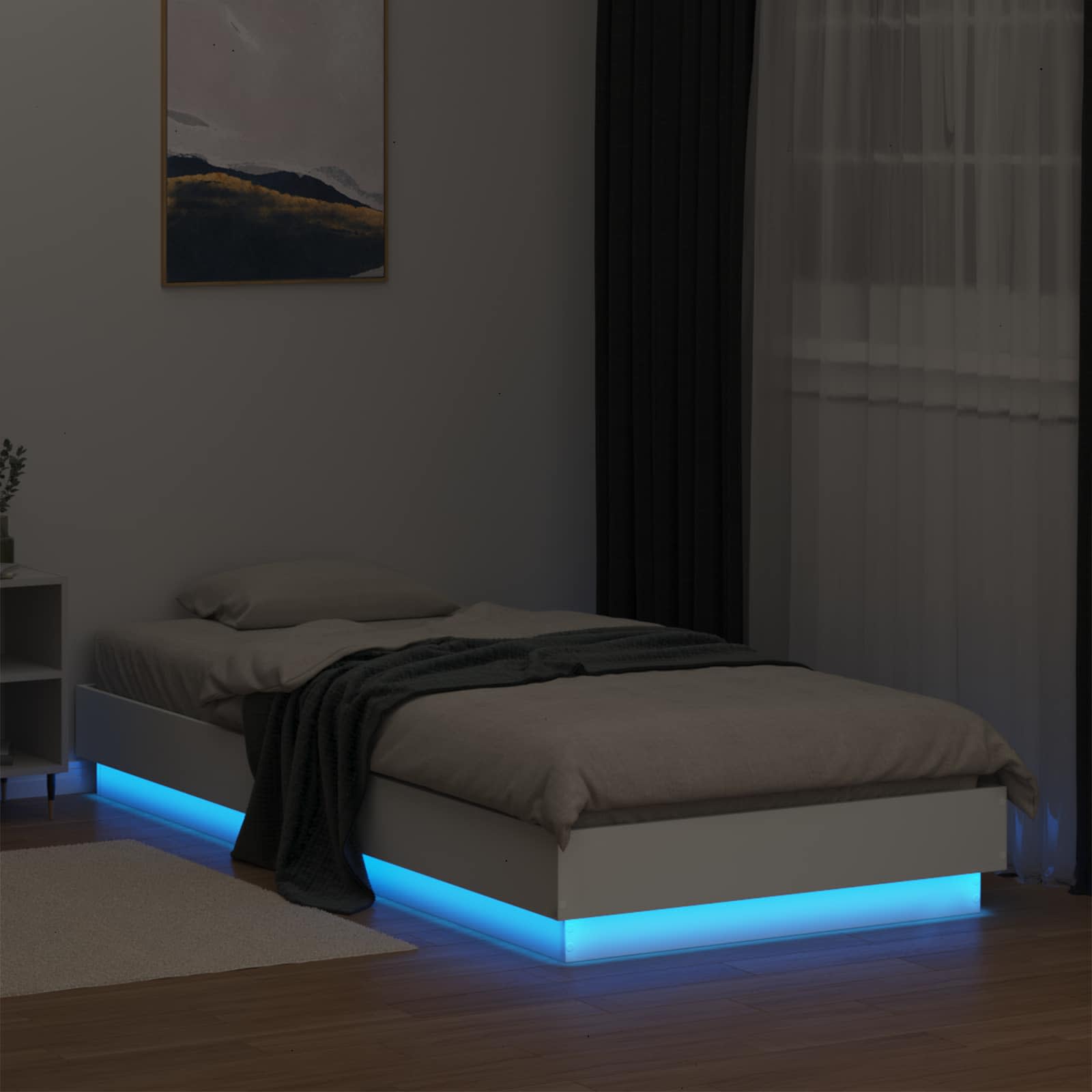 Cadre de lit avec LED Blanc 80 x 200 cm Bois d'ingénierie - XIOS