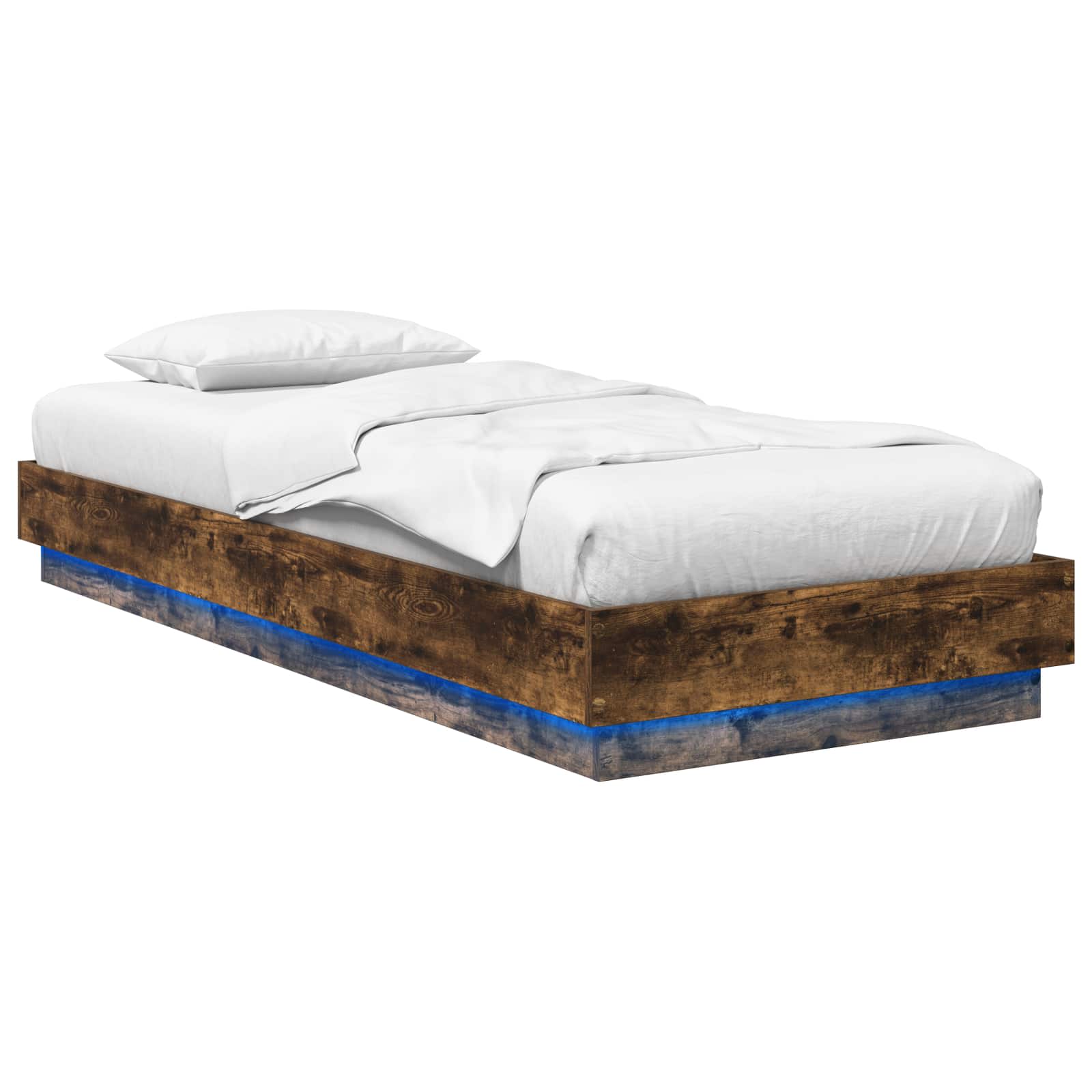 Cadre de lit avec LED Chêne fumé 80 x 200 cm Bois d'ingénierie