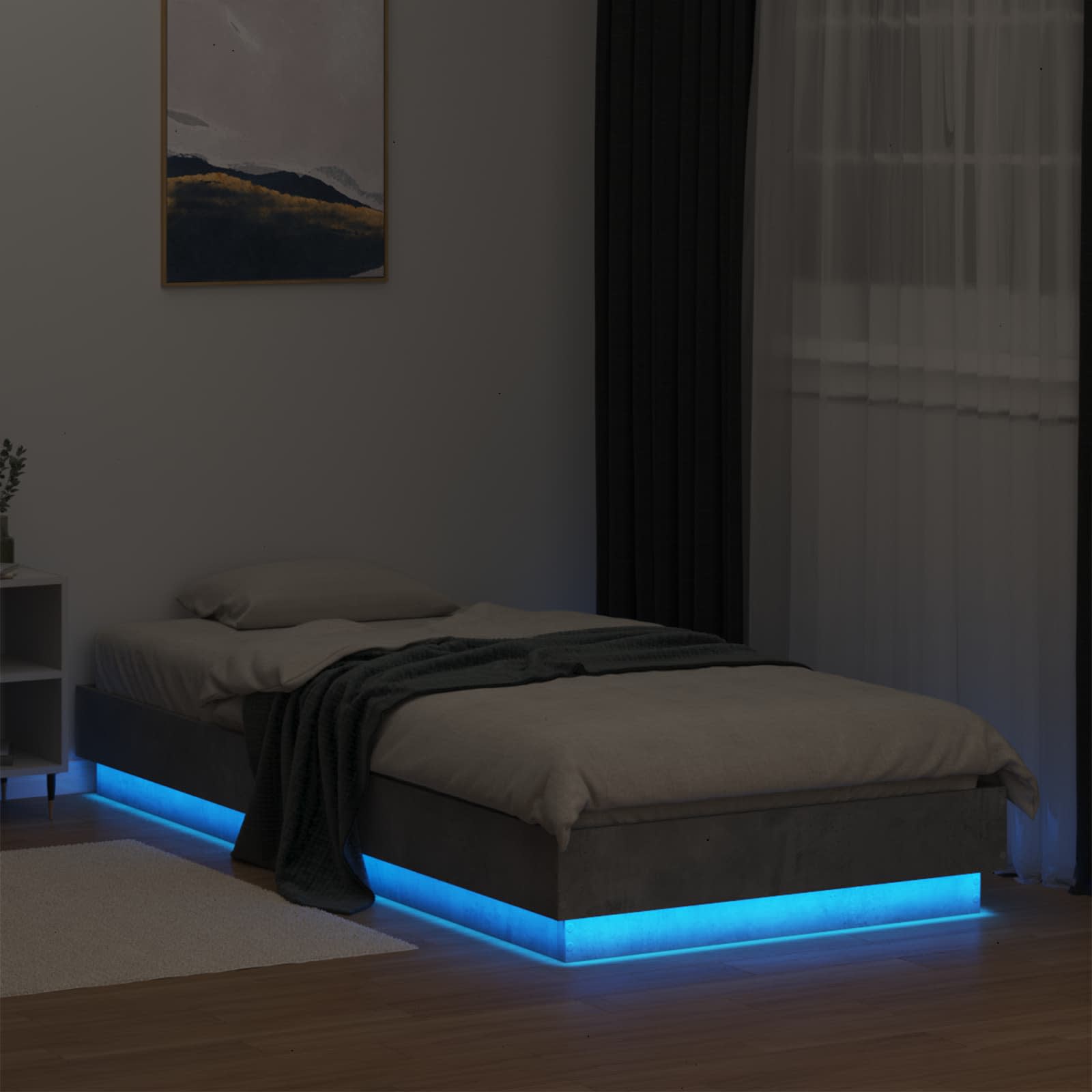 Cadre de lit avec LED Gris béton 80 x 200 cm Bois d'ingénierie