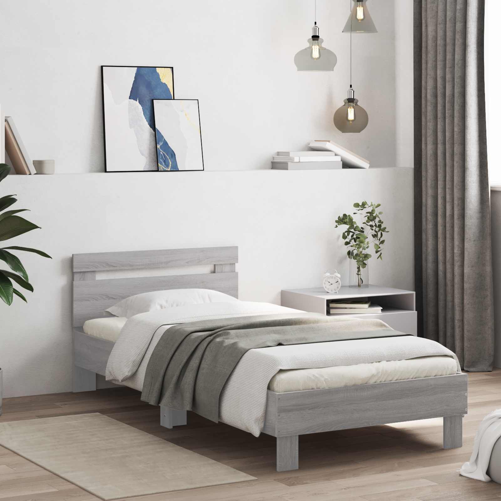 Cadre de lit avec tête de lit Sonoma gris 80 x 200 cm - XIOS