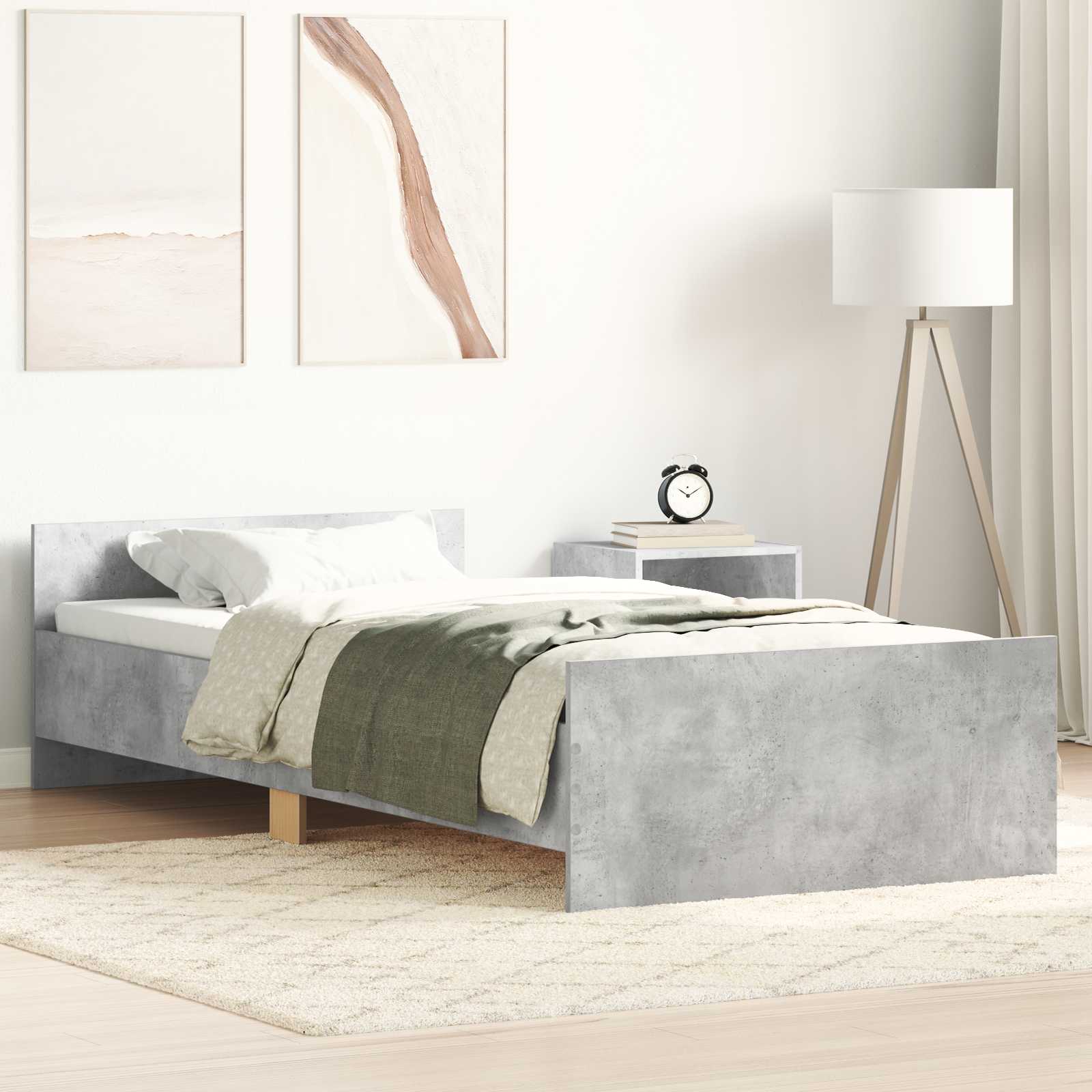 Cadre de lit avec tête de lit Gris béton 80 x 200 cm - XIOS