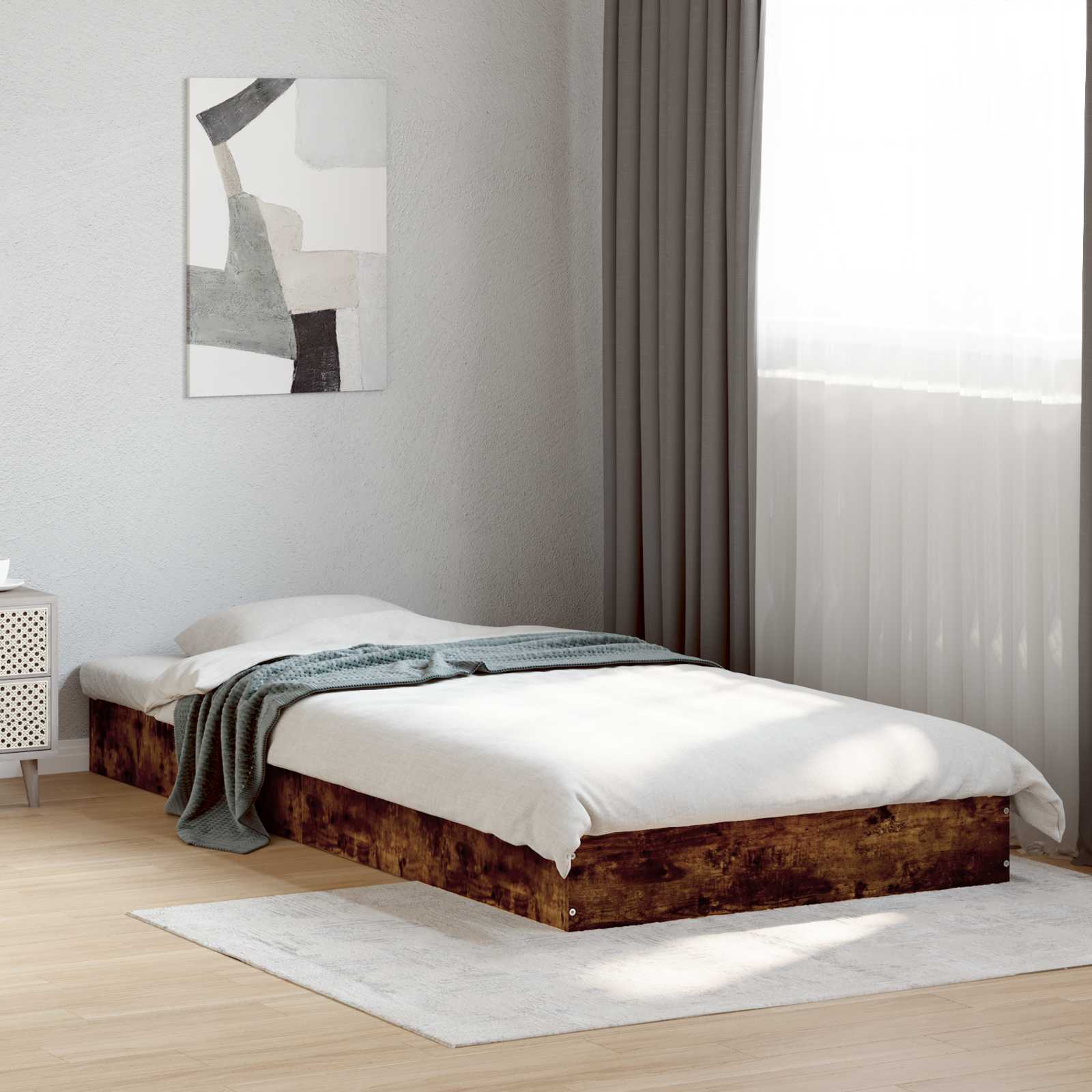 Cadre de lit au sol Chêne fumé 80 x 200 cm Bois d'ingénierie - XIOS