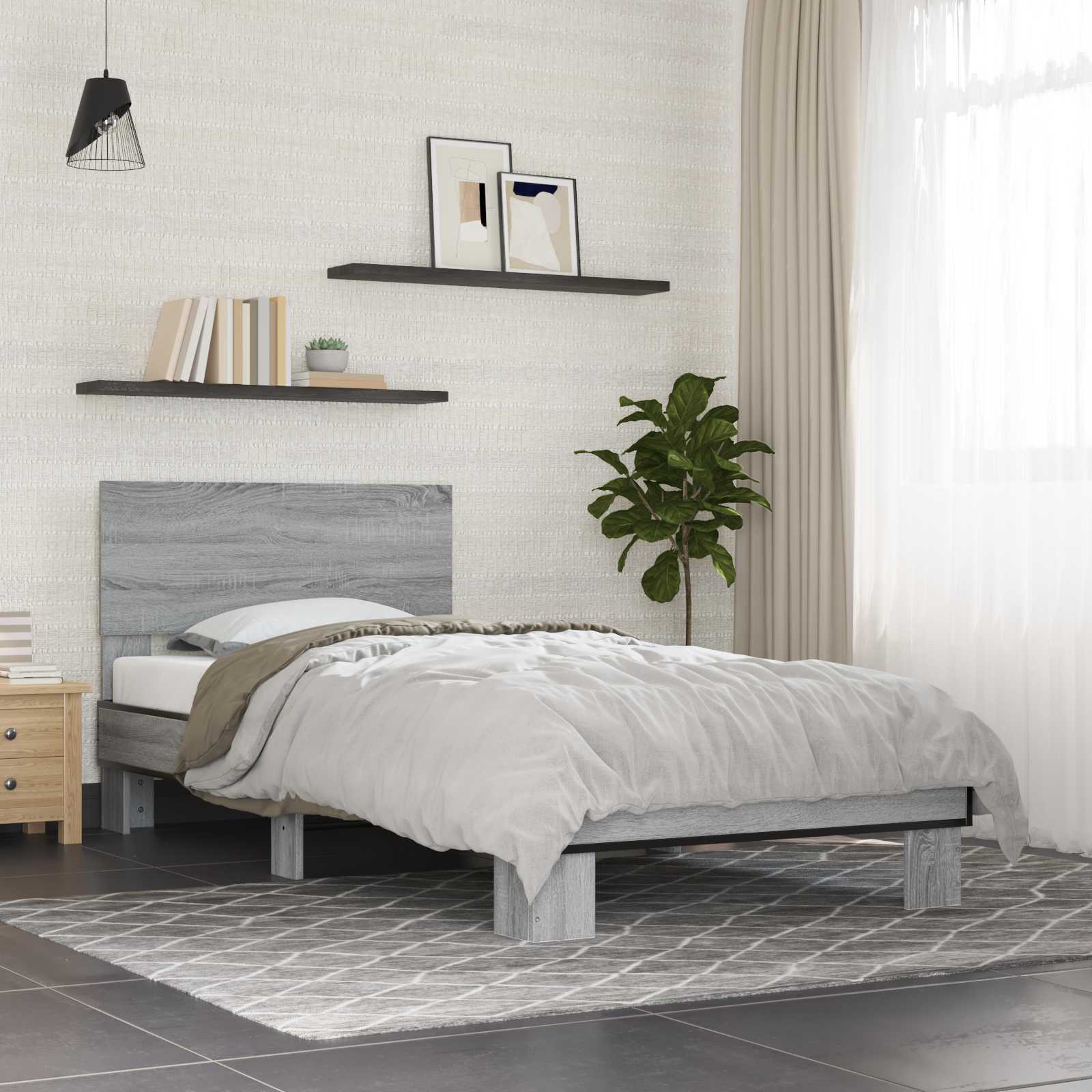 Cadre de lit avec tête de lit Sonoma gris 80 x 200 cm - XIOS