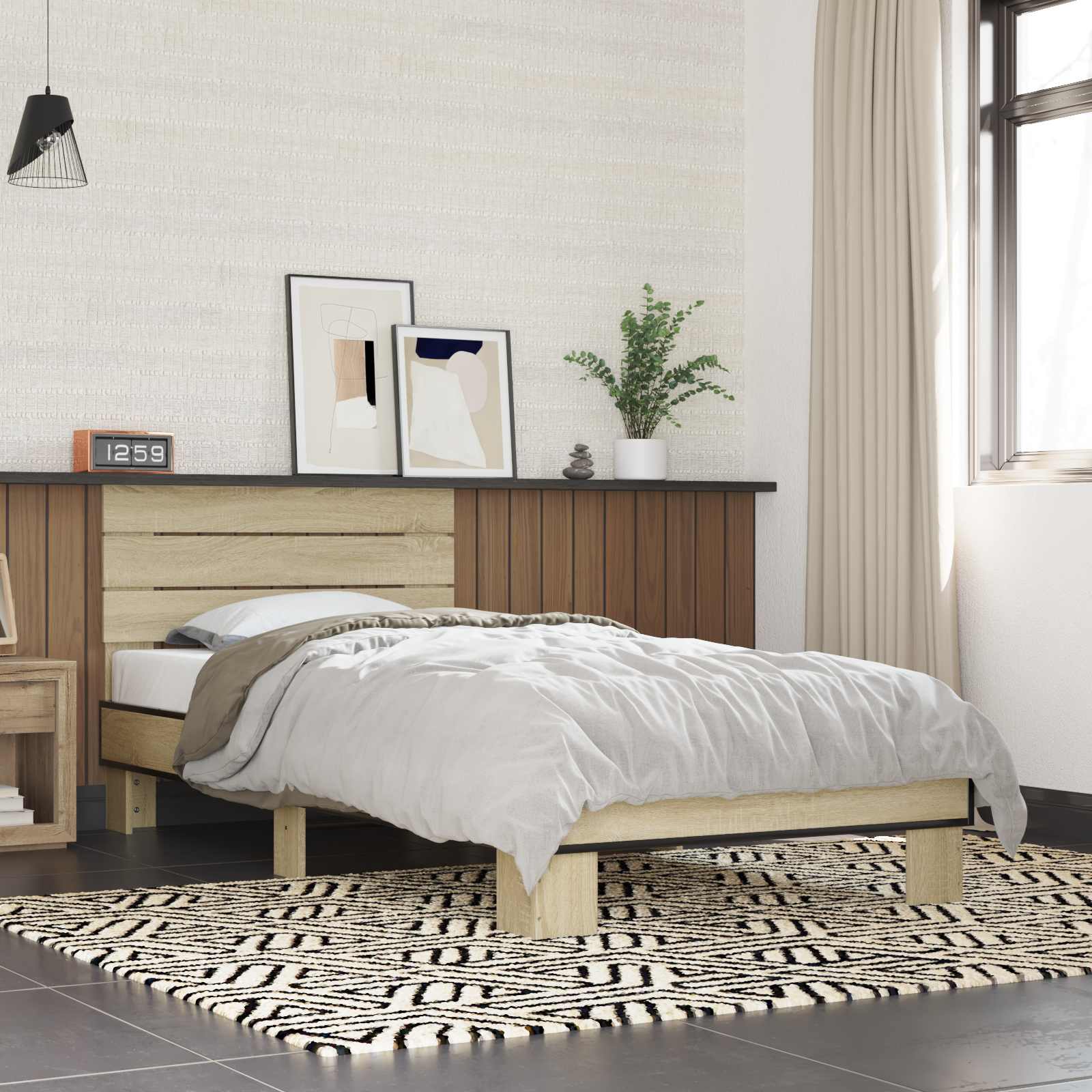 Cadre de lit avec tête de lit Chêne Sonoma 80 x 200 cm - XIOS