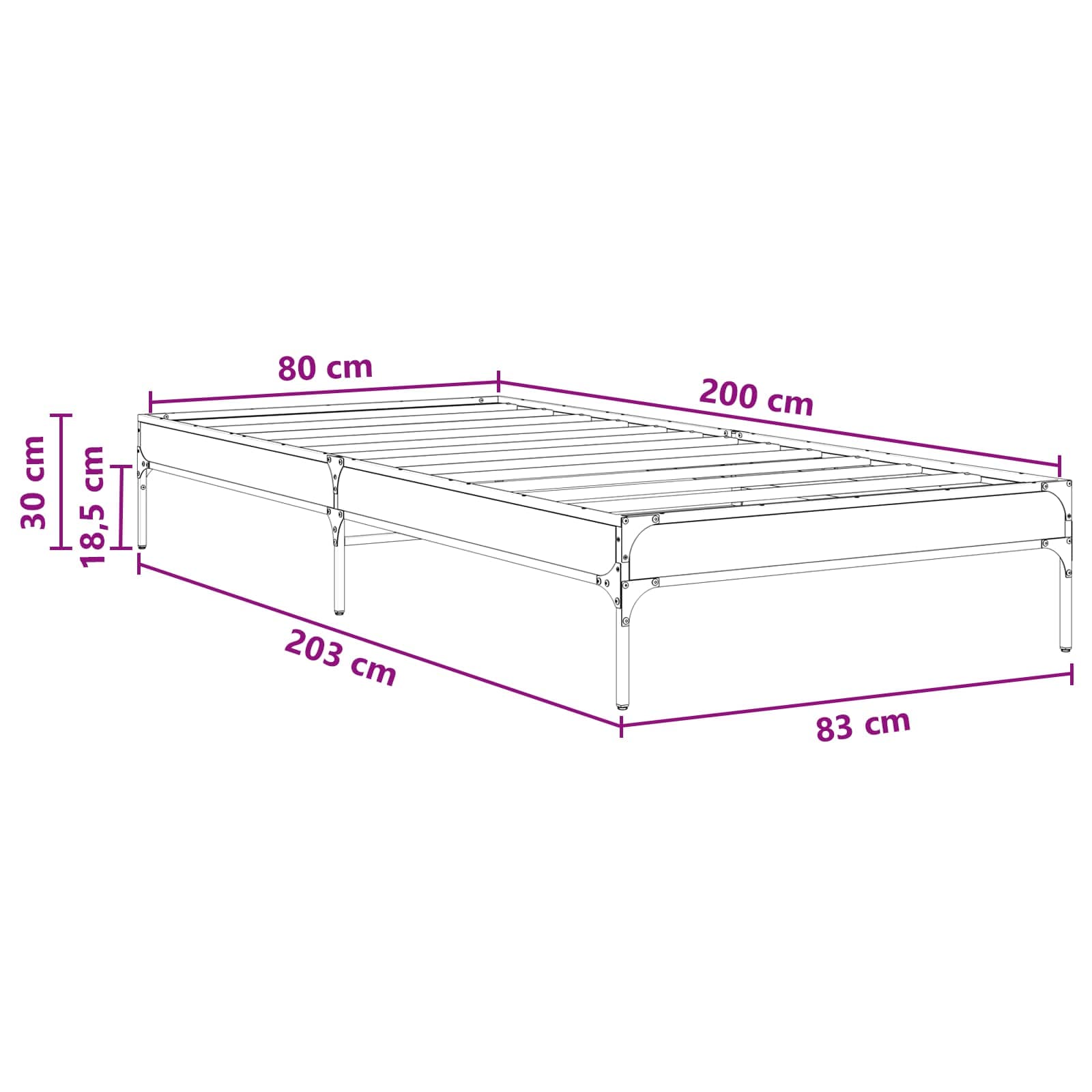 Cadre de lit Chêne artisanal 80 x 200 cm Bois d'ingénierie - XIOS