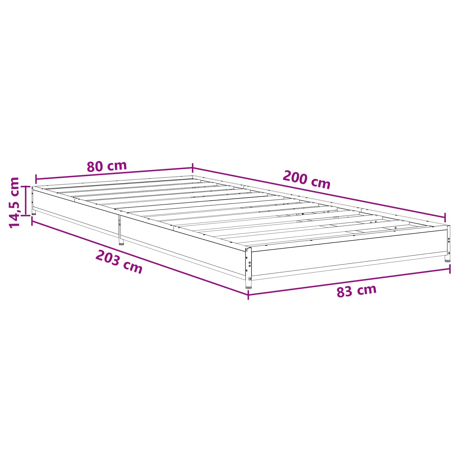 Cadre de lit Sonoma gris 80 x 200 cm Bois d'ingénierie - XIOS