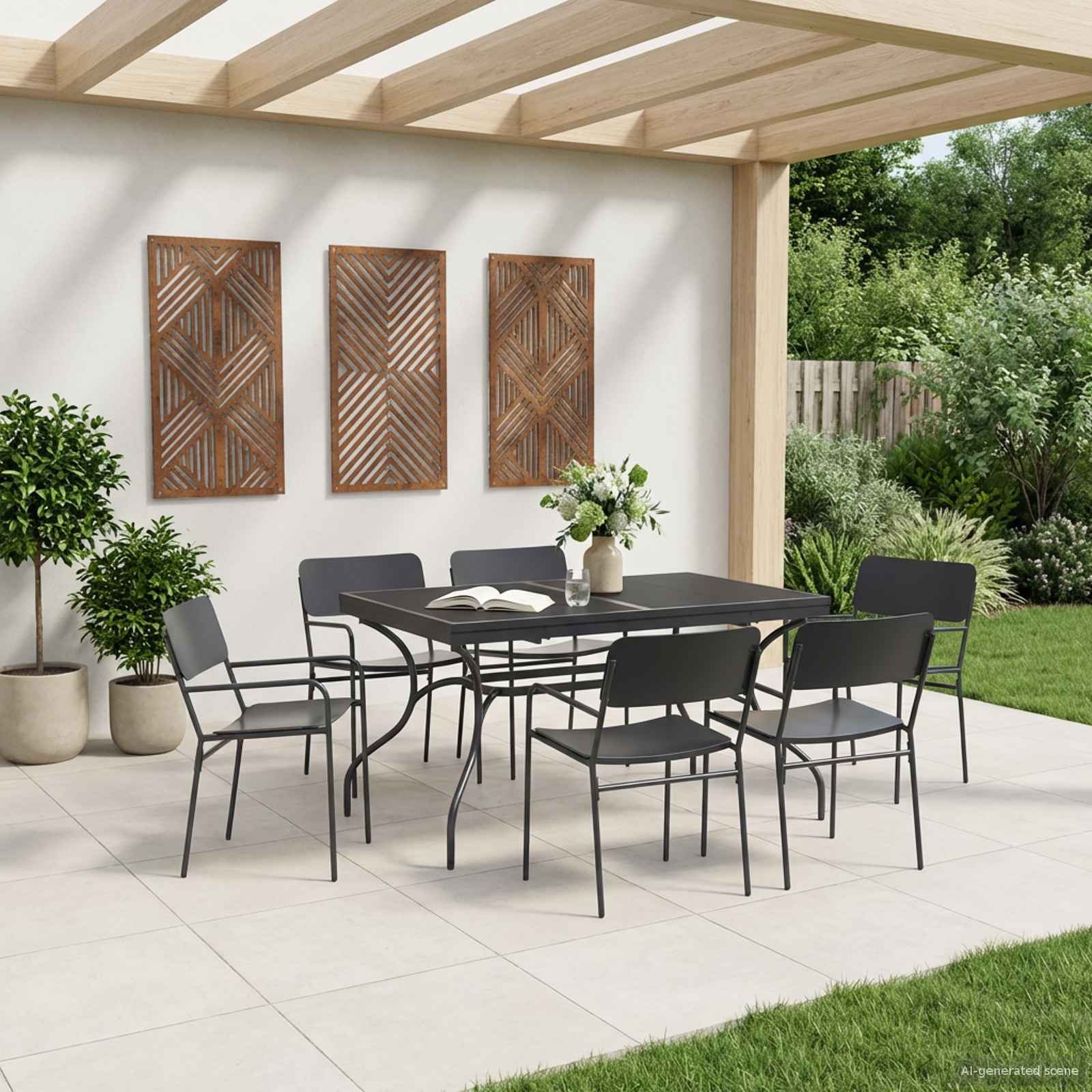 Ensemble de salle à manger pour jardin 7 pcs Anthracite Acier - XIOS