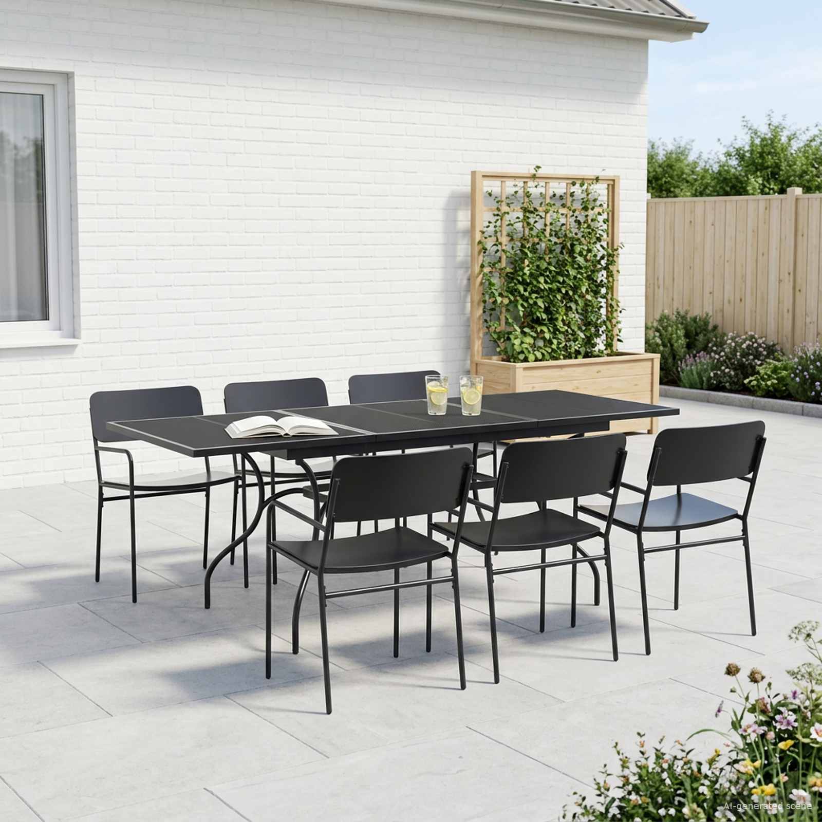 Ensemble de salle à manger pour jardin 7 pcs Anthracite Acier - XIOS