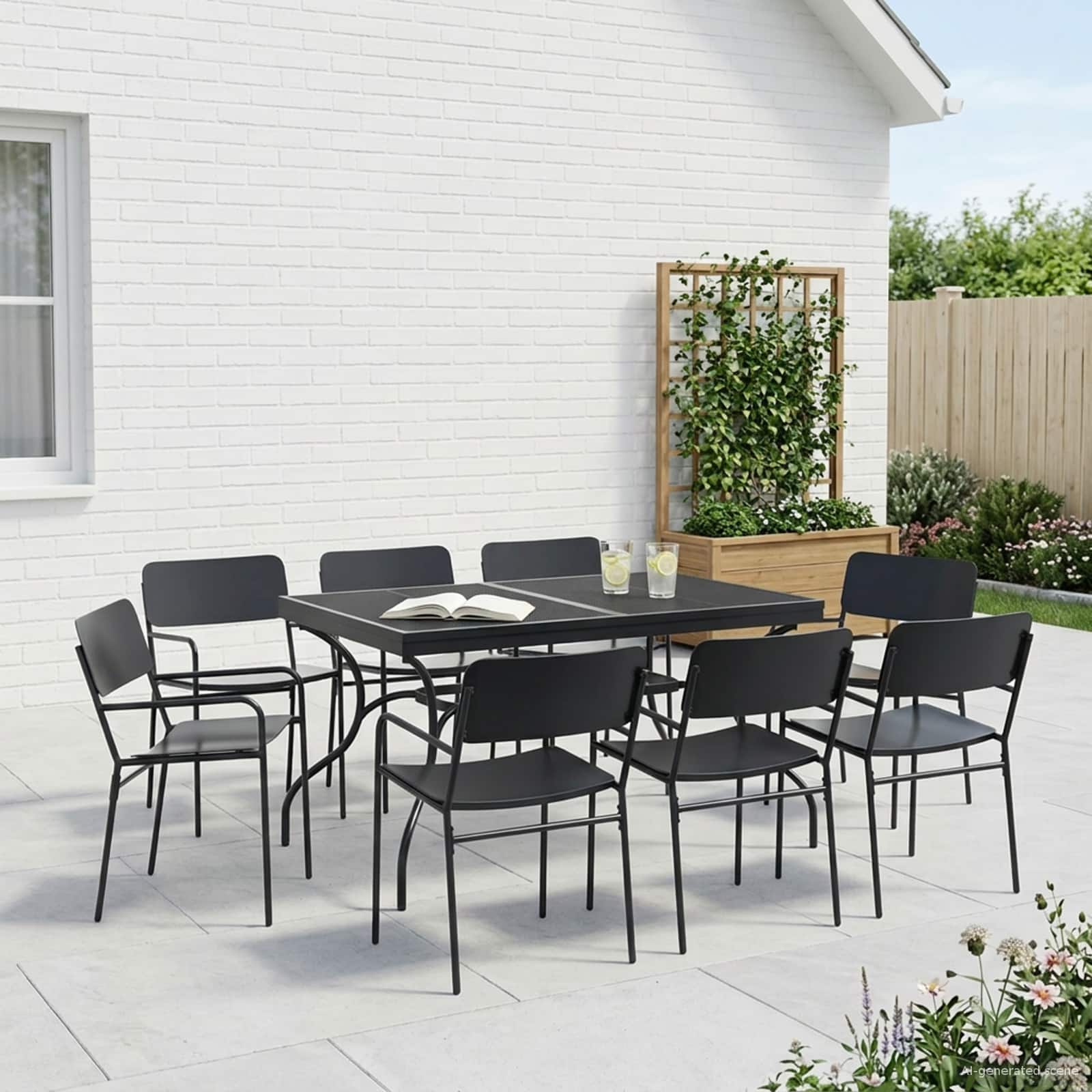 Ensemble de salle à manger pour jardin 9 pcs Anthracite Acier - XIOS