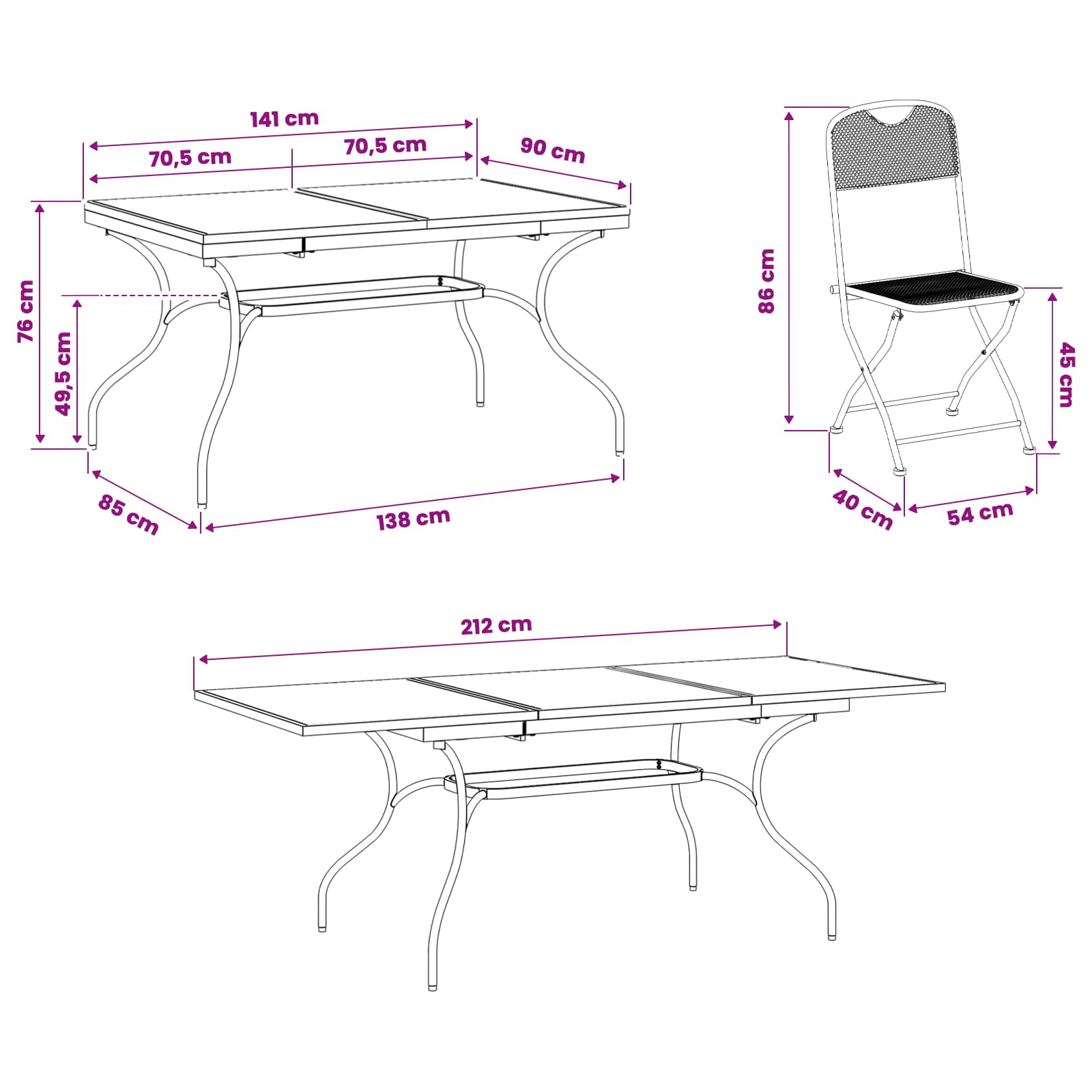 Ensemble de salle à manger pour jardin 7 pcs Anthracite - XIOS
