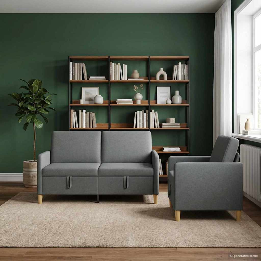 Canapé avec rangement 2 pc Gris foncé Polyester - XIOS