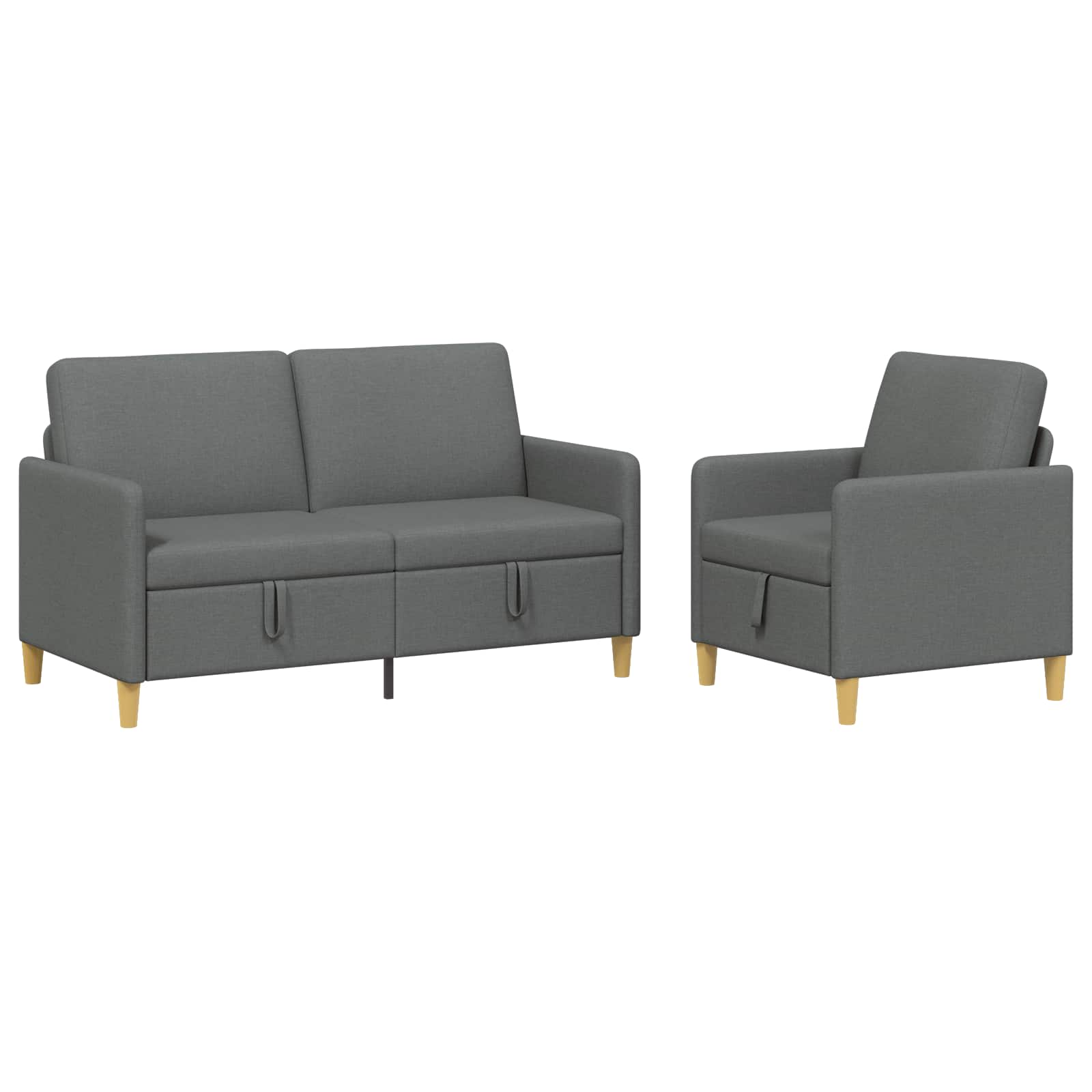 Canapé avec rangement 2 pc Gris foncé Polyester - XIOS