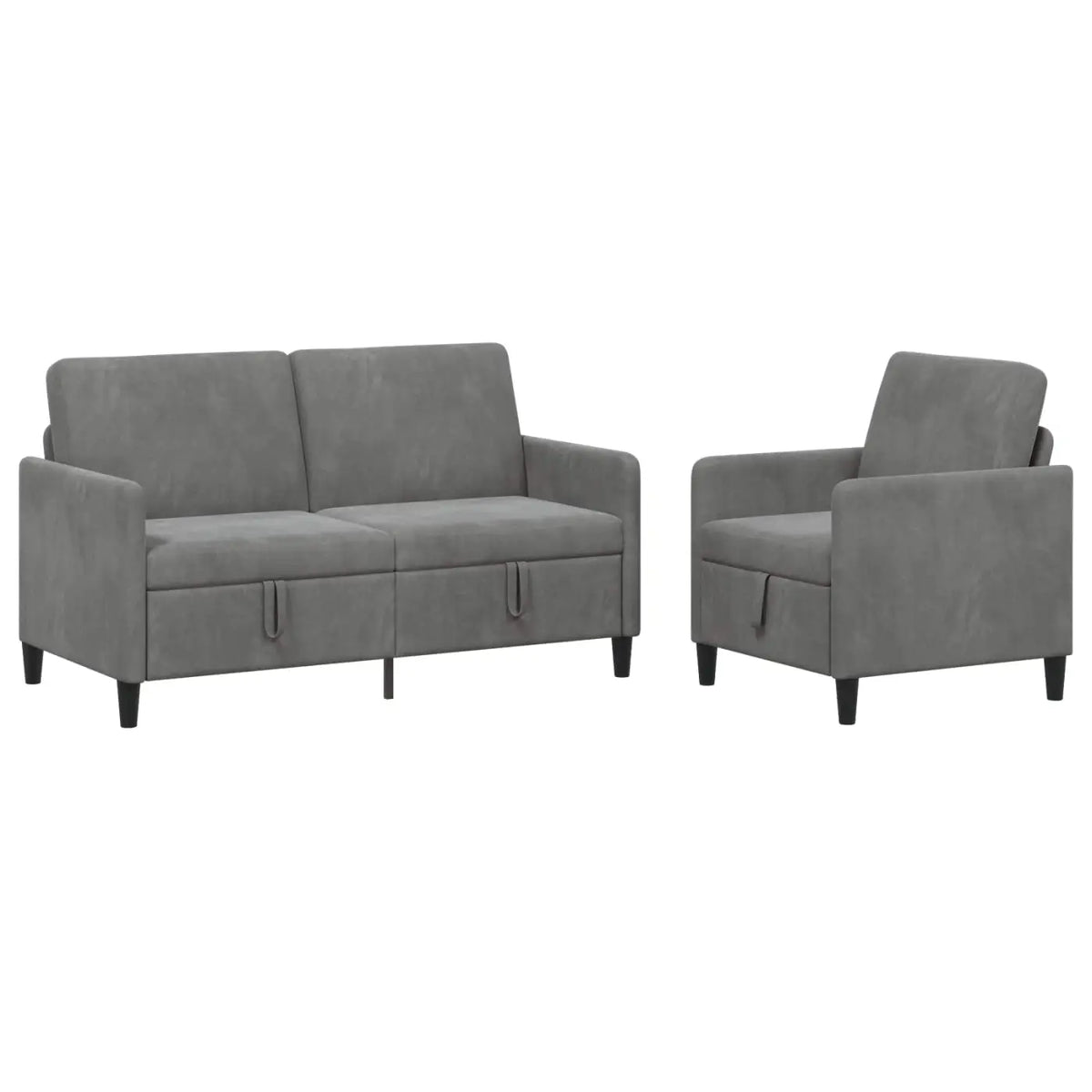 Canapé avec rangement 2 pc Gris foncé Polyester - XIOS