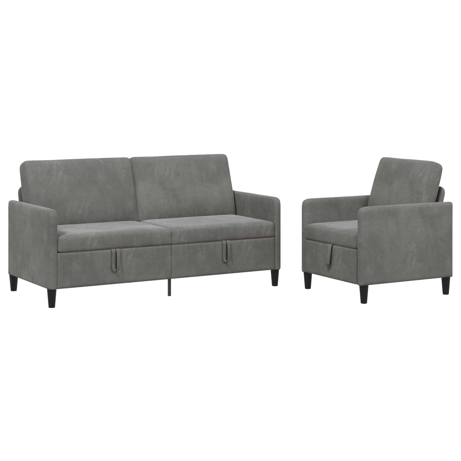Canapé avec rangement 2 pc Gris foncé Polyester
