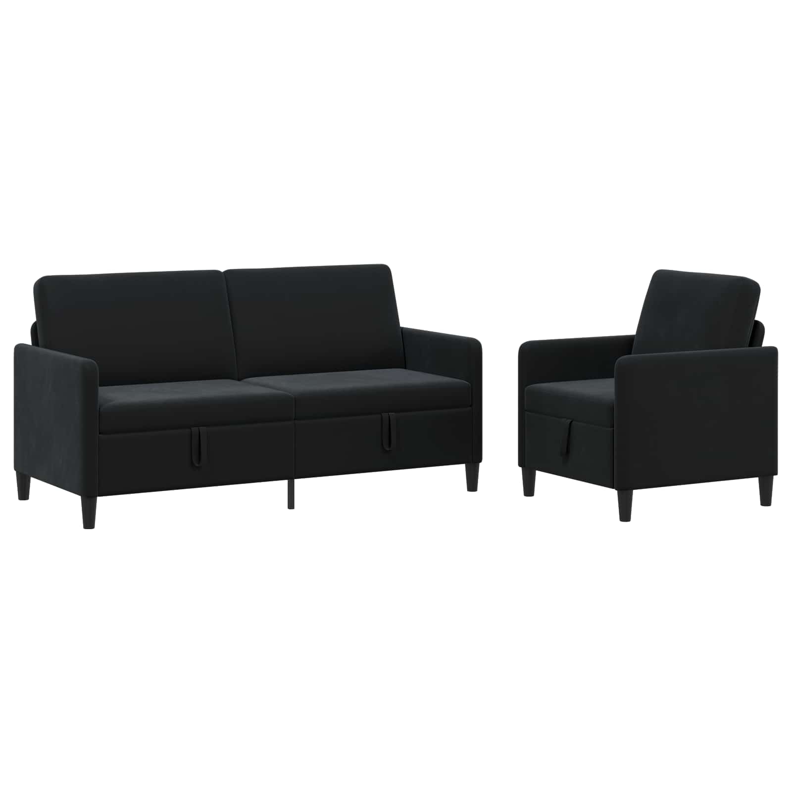 Canapé avec rangement 2 pc Noir Polyester
