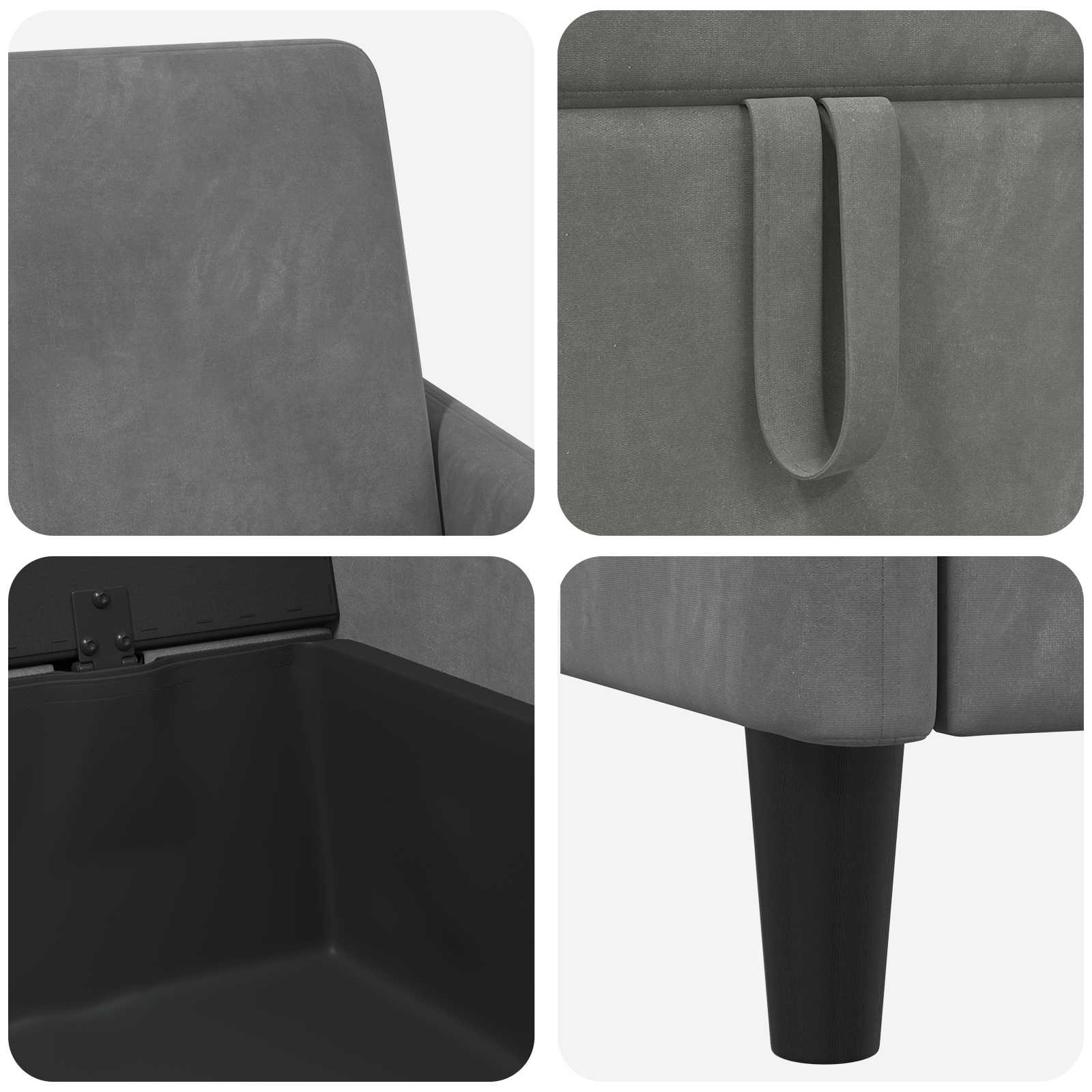 Canapé avec rangement 2 pc Gris foncé Polyester
