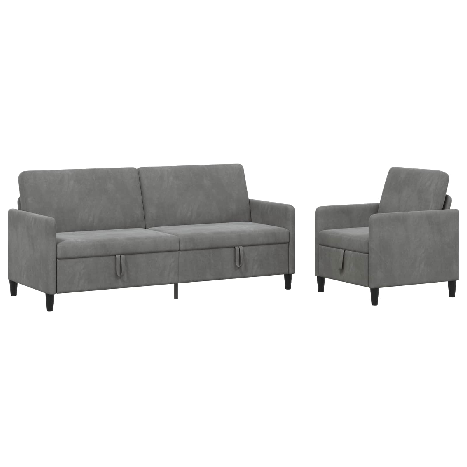 Canapé avec rangement 2 pc Gris foncé Polyester
