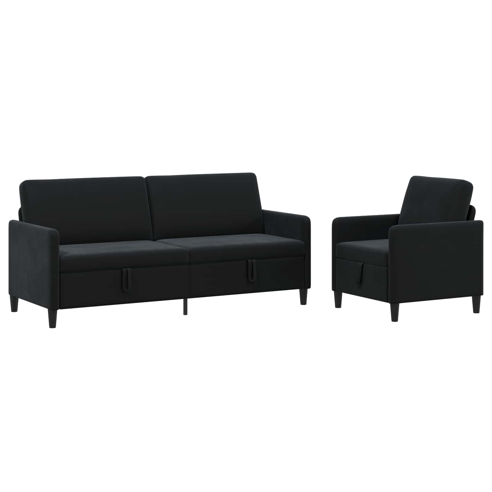 Canapé avec rangement 2 pc Noir Polyester