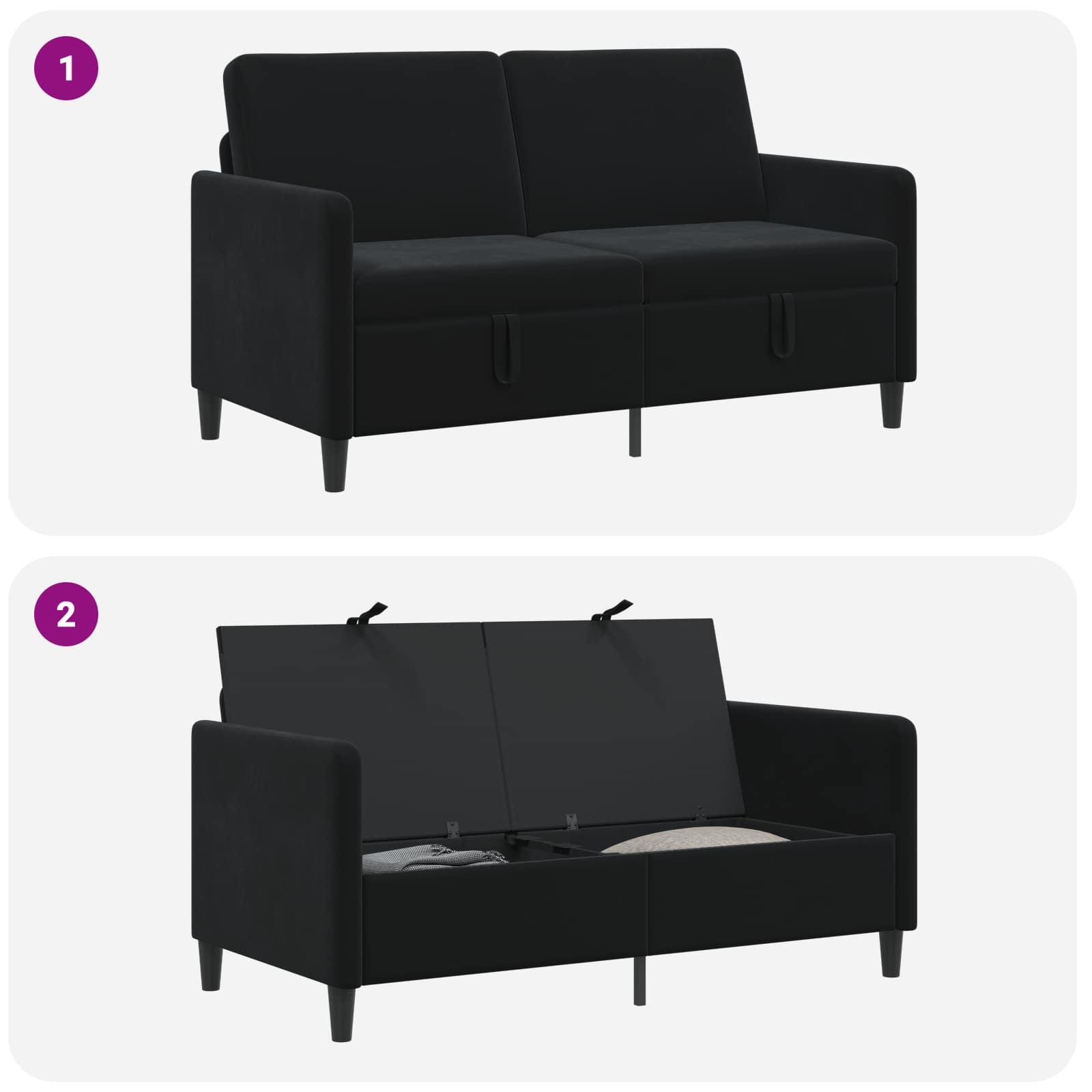 Sofa avec rangement Noir 152 x 78 x 87 cm Polyester