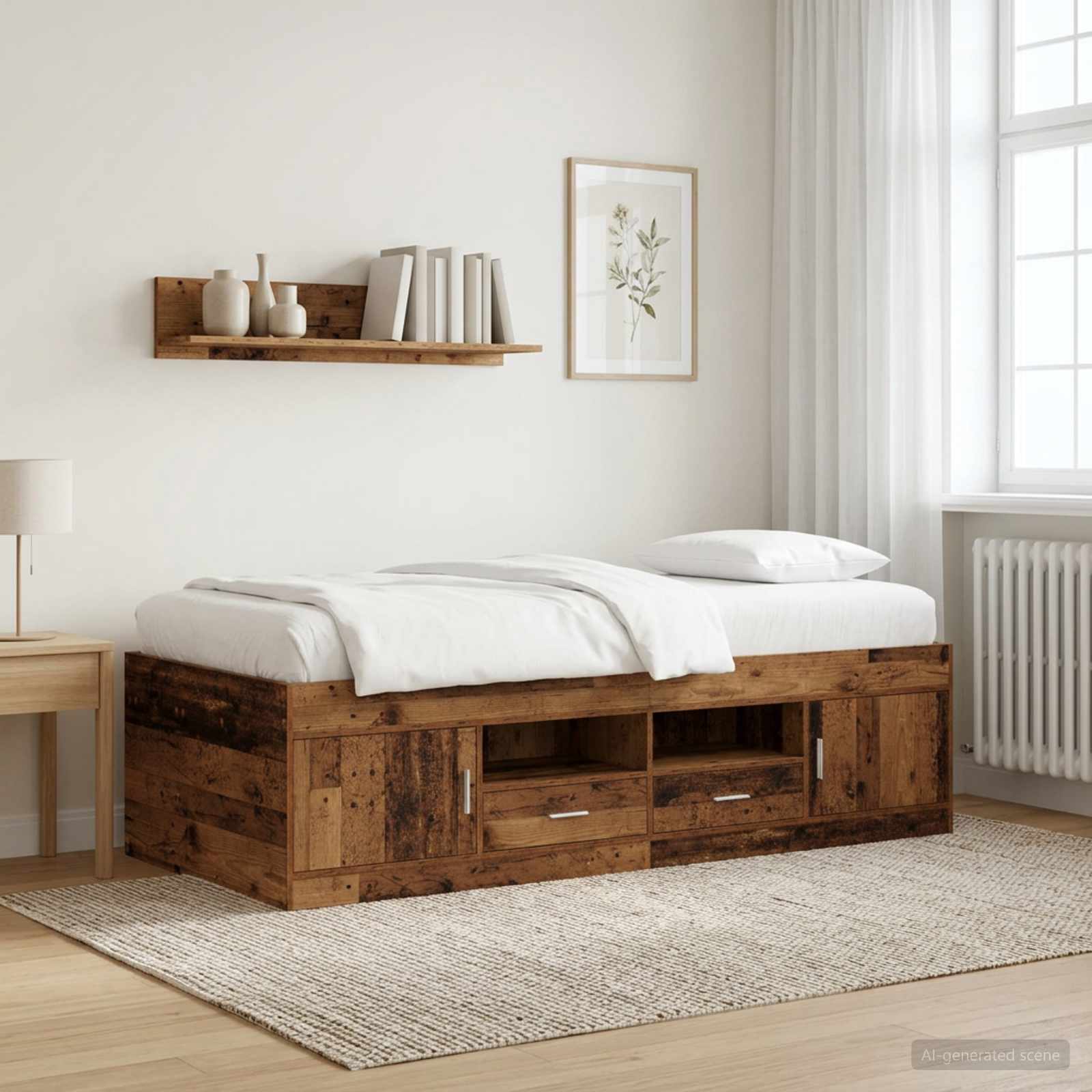 Cadre de lit avec rangement avec tiroir Bois ancien 80 x 200 cm - XIOS
