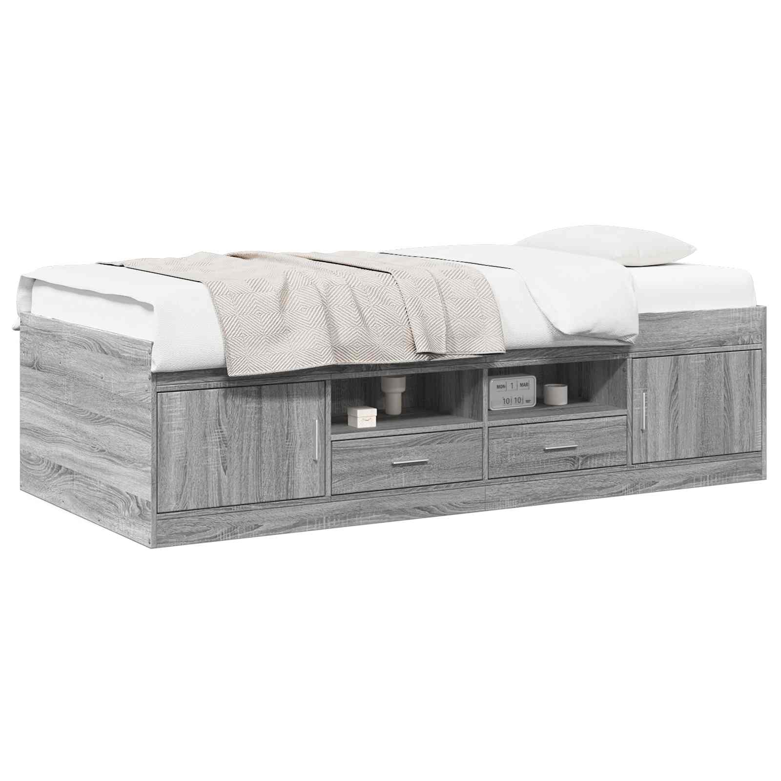 Cadre de lit avec rangement avec tiroir Sonoma gris 80 x 200 cm