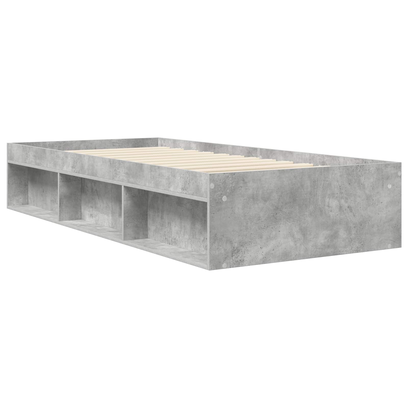 Cadre de lit avec rangement avec étagère Gris béton 80 x 200 cm