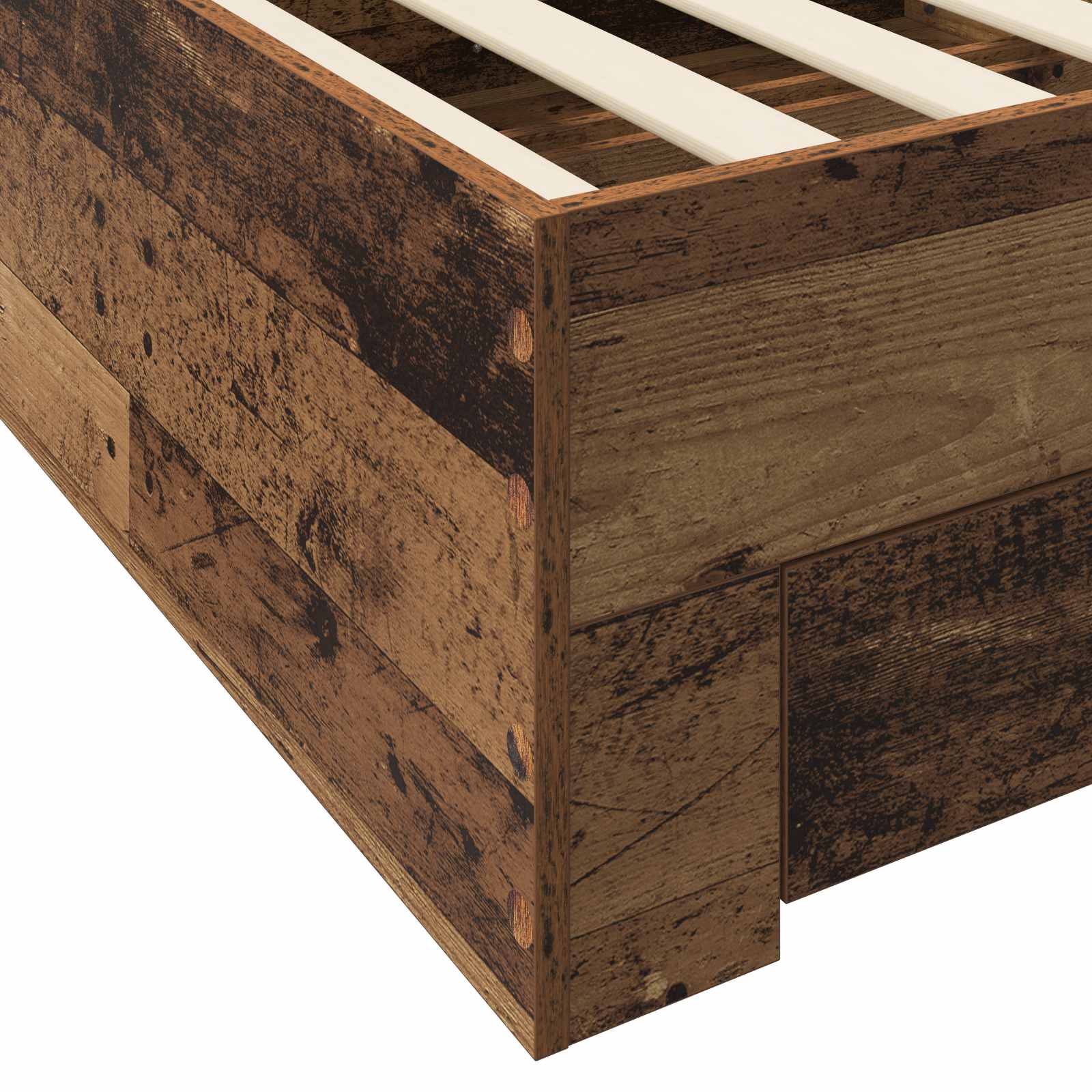 Cadre de lit avec tiroir Bois ancien Bois d'ingénierie
