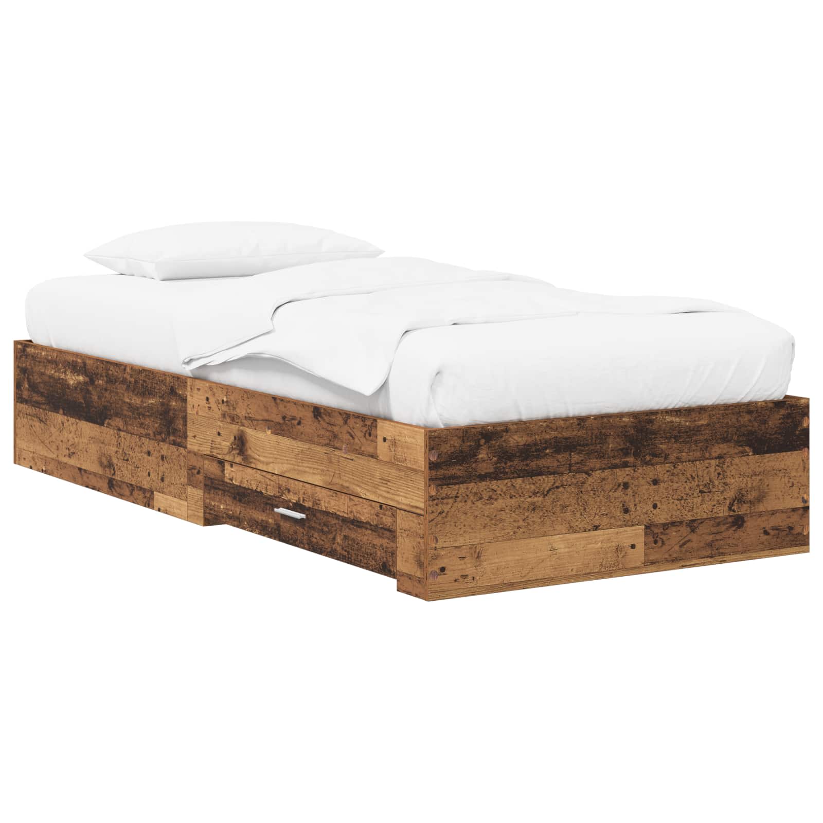 Cadre de lit avec tiroir Bois ancien Bois d'ingénierie