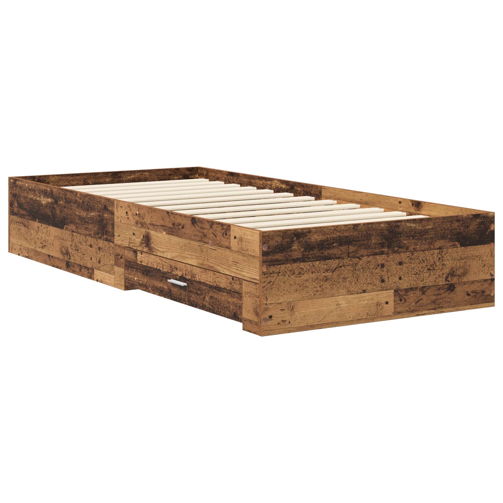 Cadre de lit avec tiroir Bois ancien Bois d'ingénierie