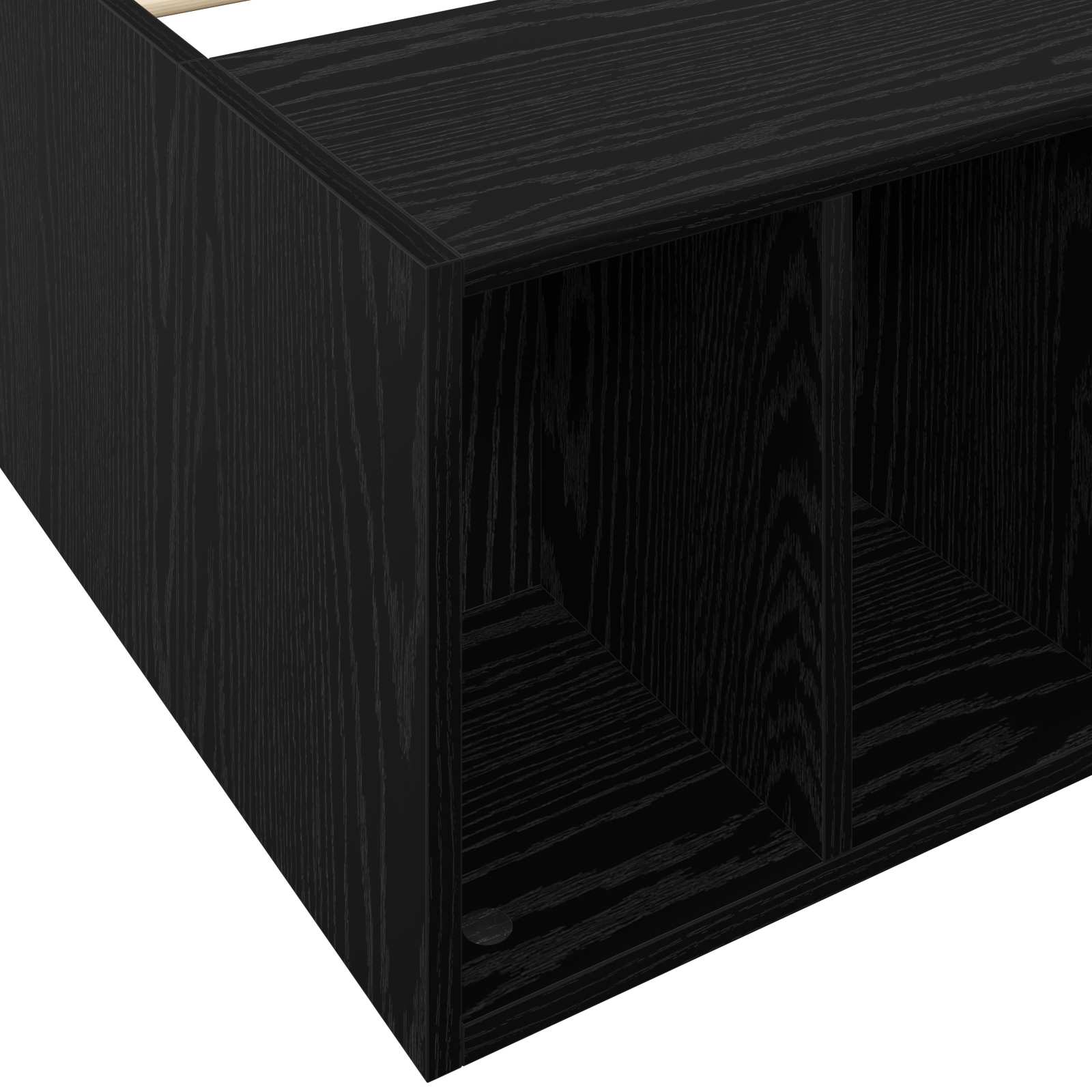 Cadre de lit avec rangement avec étagère Chêne noir 80 x 200 cm