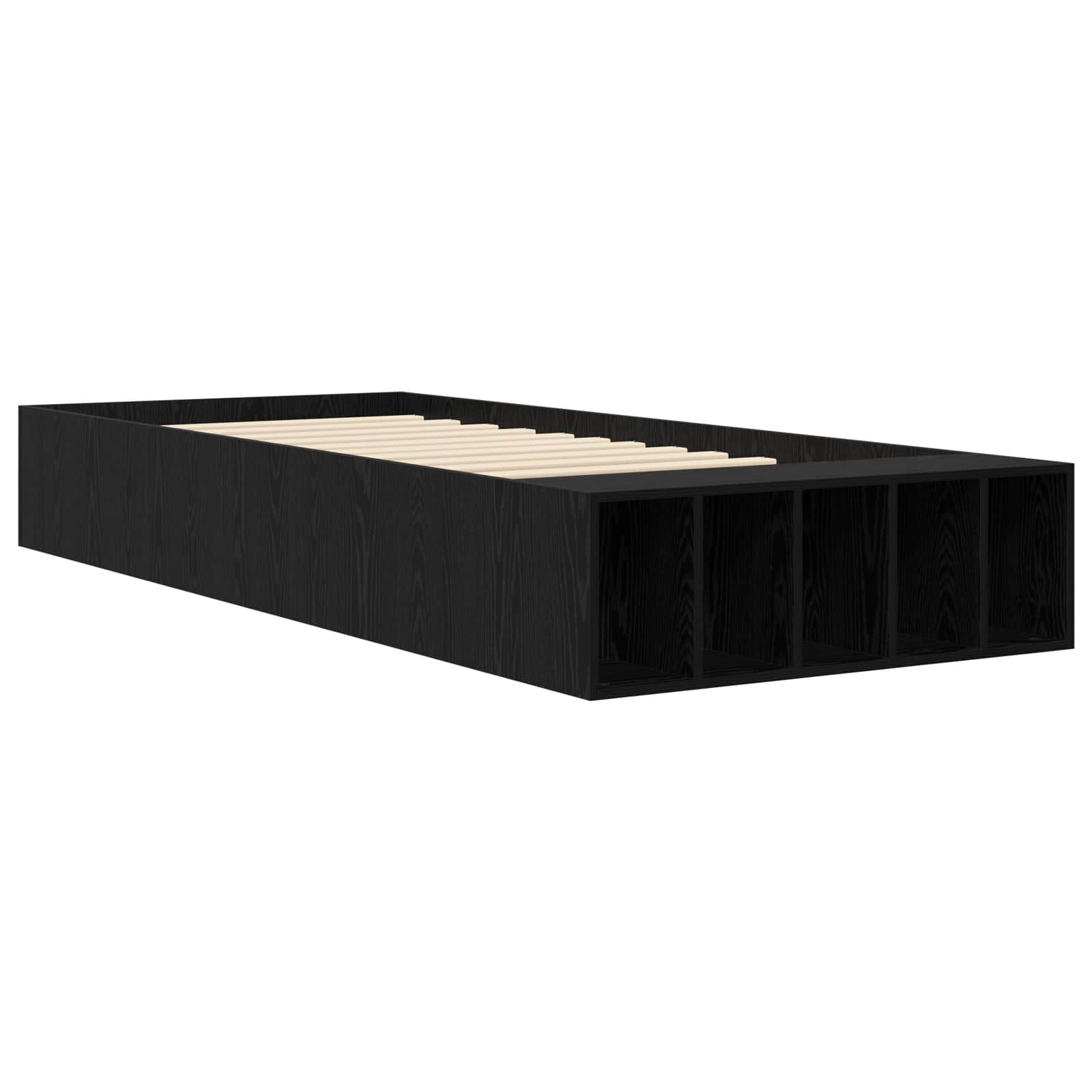 Cadre de lit avec rangement avec étagère Chêne noir 80 x 200 cm