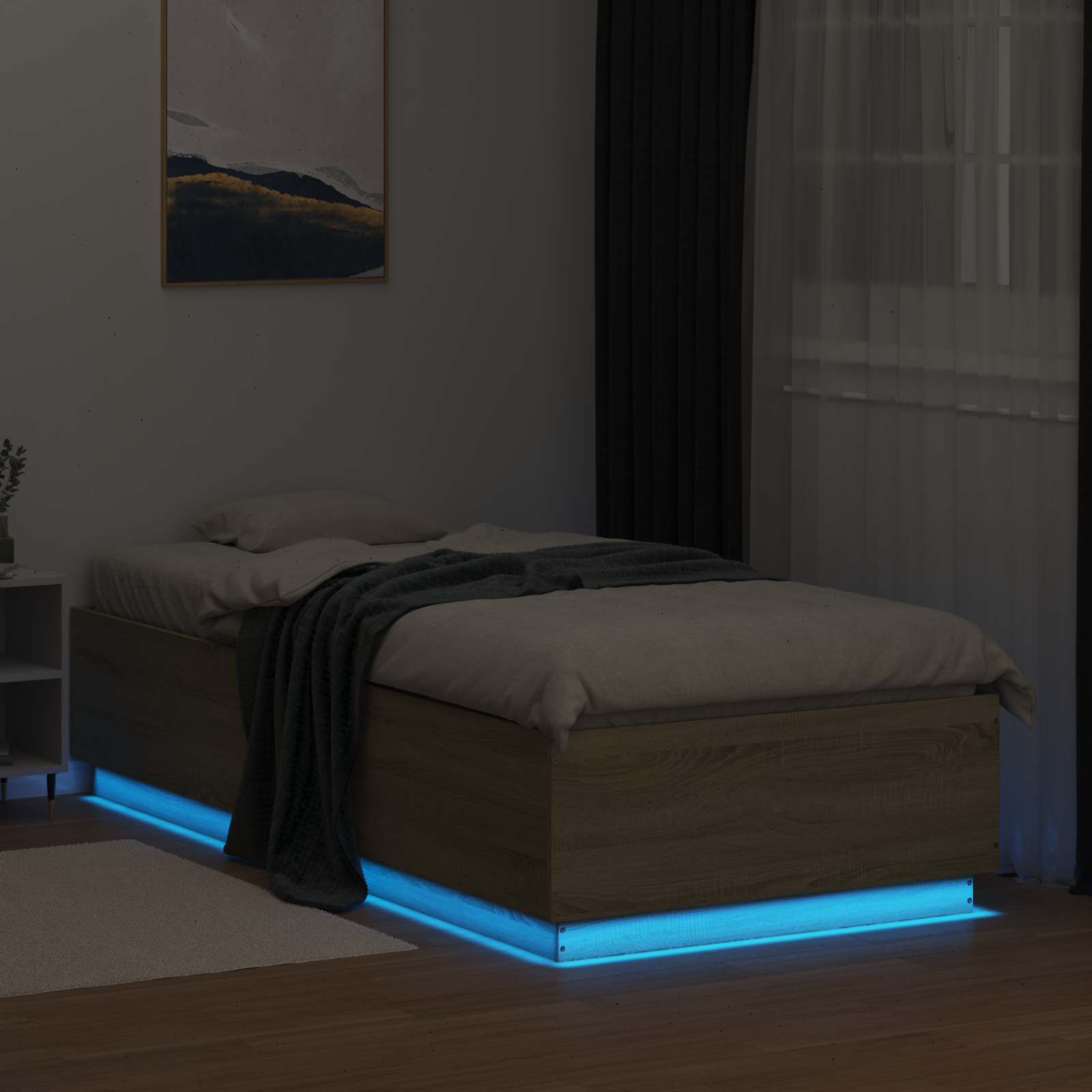 Cadre de lit avec LED avec bandes LED Chêne Sonoma 80 x 200 cm