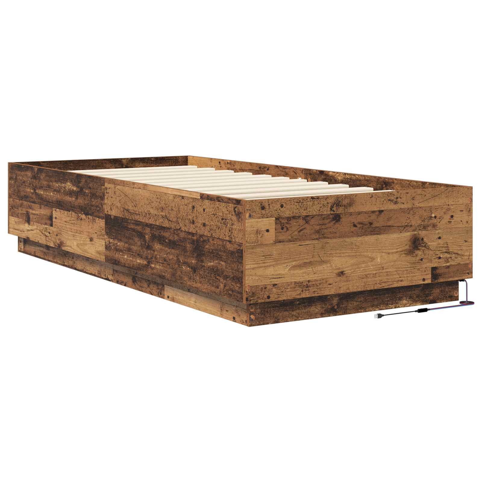 Cadre de lit avec LED Bois ancien 80 x 200 cm Bois d'ingénierie